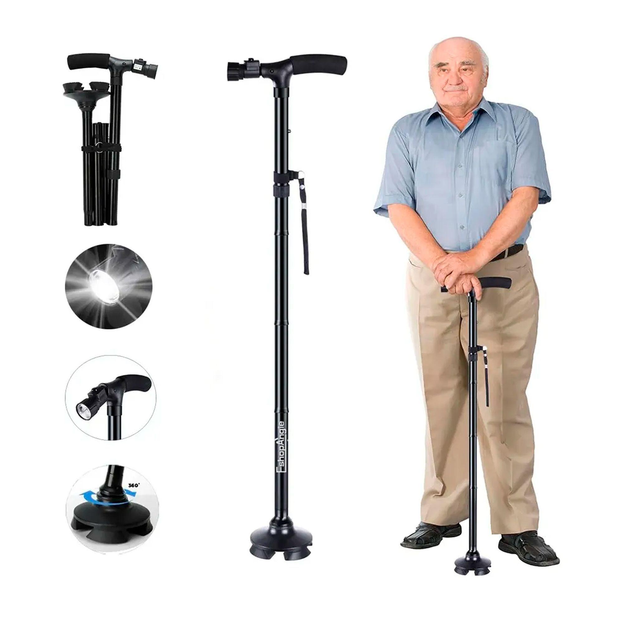 Baston Ortopedico Plegable Con Luz Led Base Adulto Ajustable-0