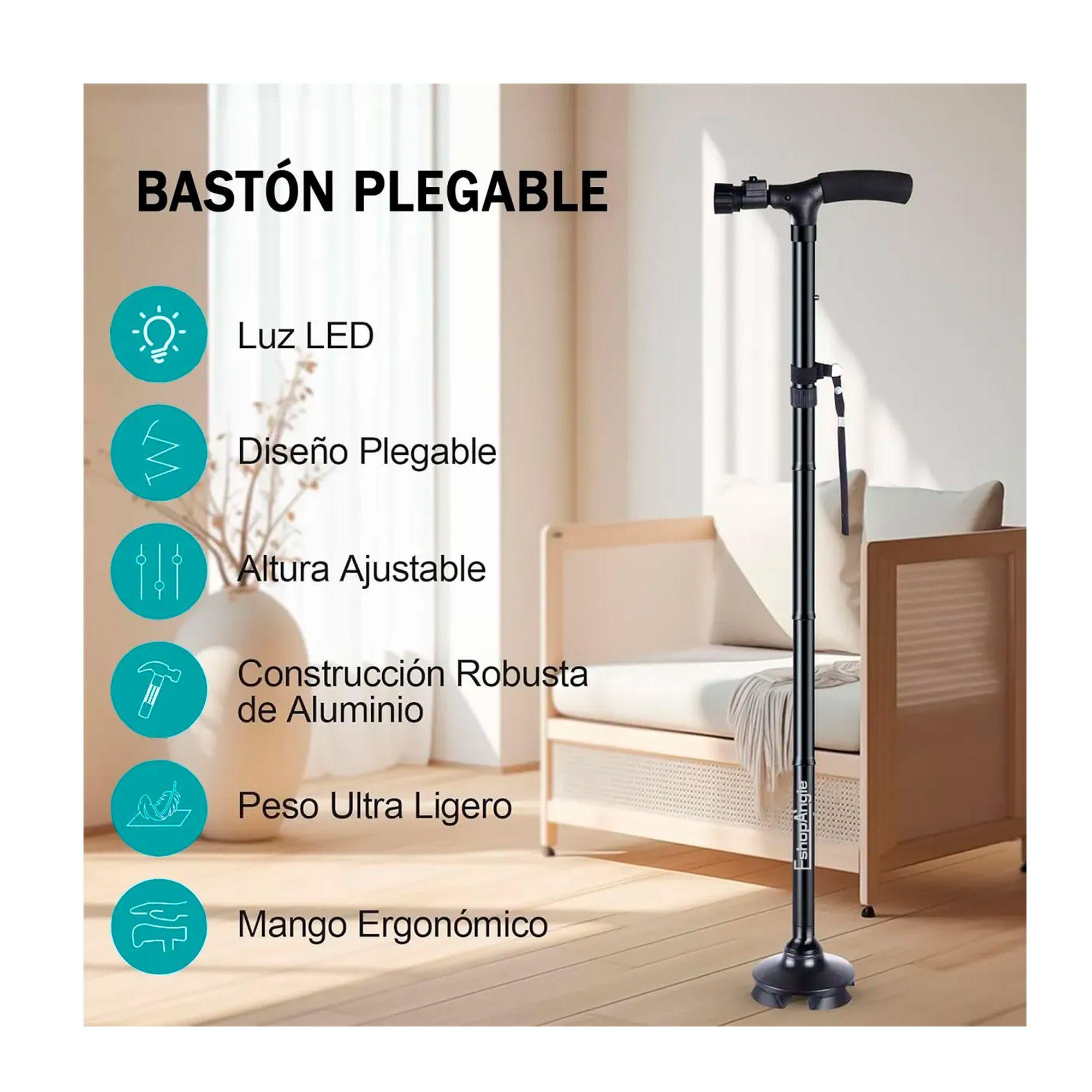 Baston Ortopedico Plegable Con Luz Led Base Adulto Ajustable-2
