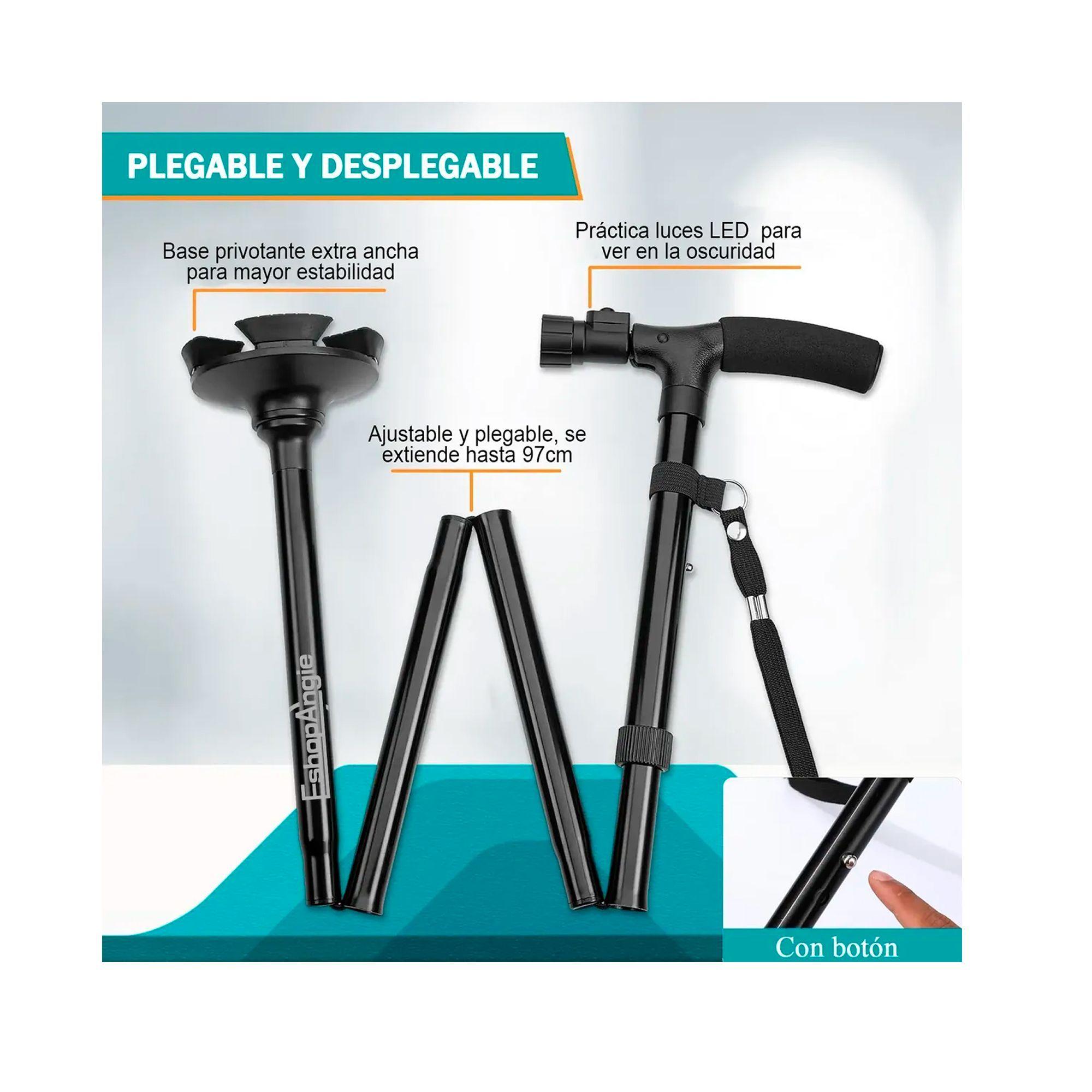 Baston Ortopedico Plegable Con Luz Led Base Adulto Ajustable-6