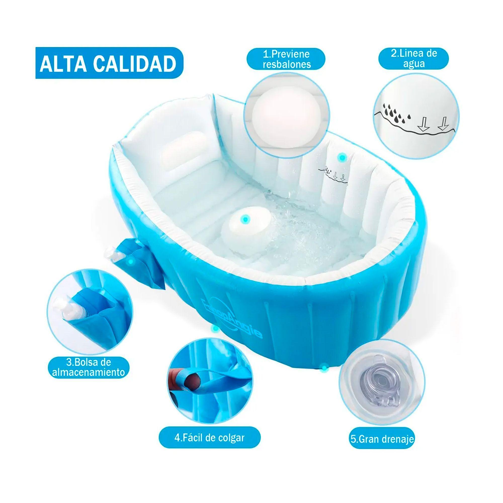 Bañera Tina Inflable Bebés Portátil Plegable Antideslizante -7