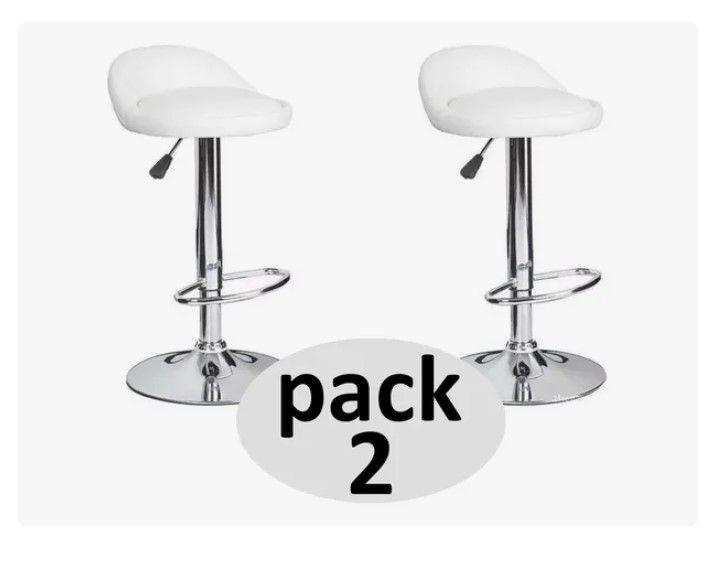 Pack 2 Silla Piso Bar Altura Regulable Taburete Respaldo-2