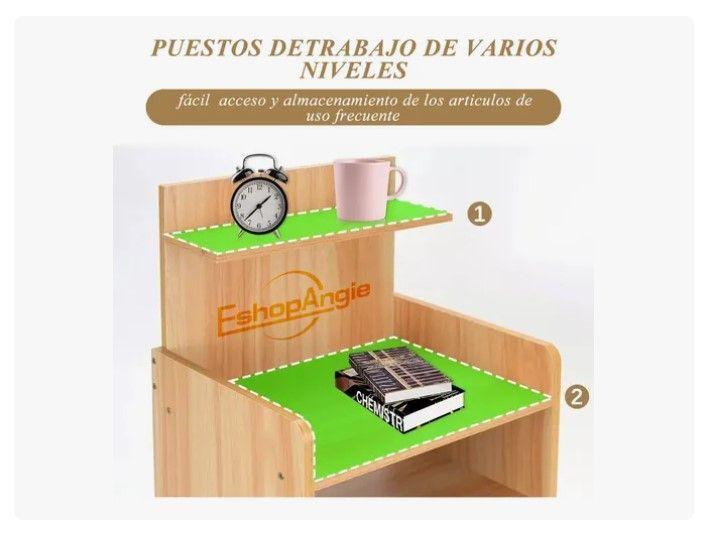 Velador Mesa De Noche 3 Niveles Con Cajon 33*26*60 Cm-2
