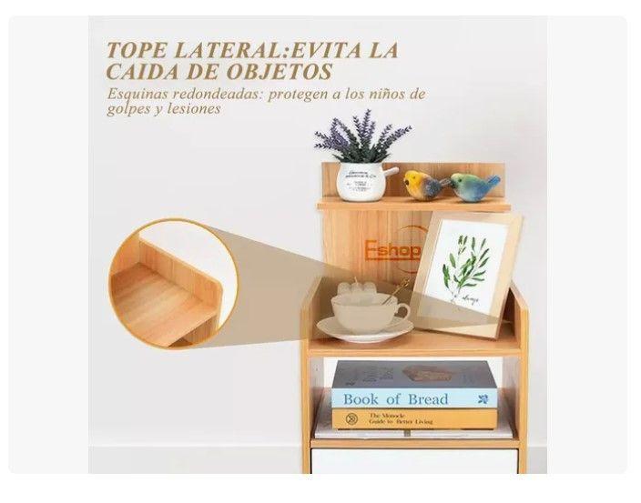 Velador Mesa De Noche 3 Niveles Con Cajon 33*26*60 Cm-4