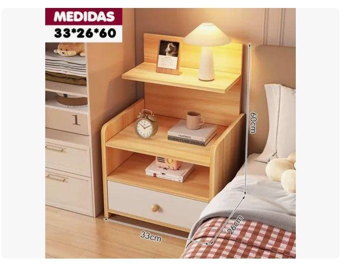 Velador Mesa De Noche 3 Niveles Con Cajon 33*26*60 Cm-7