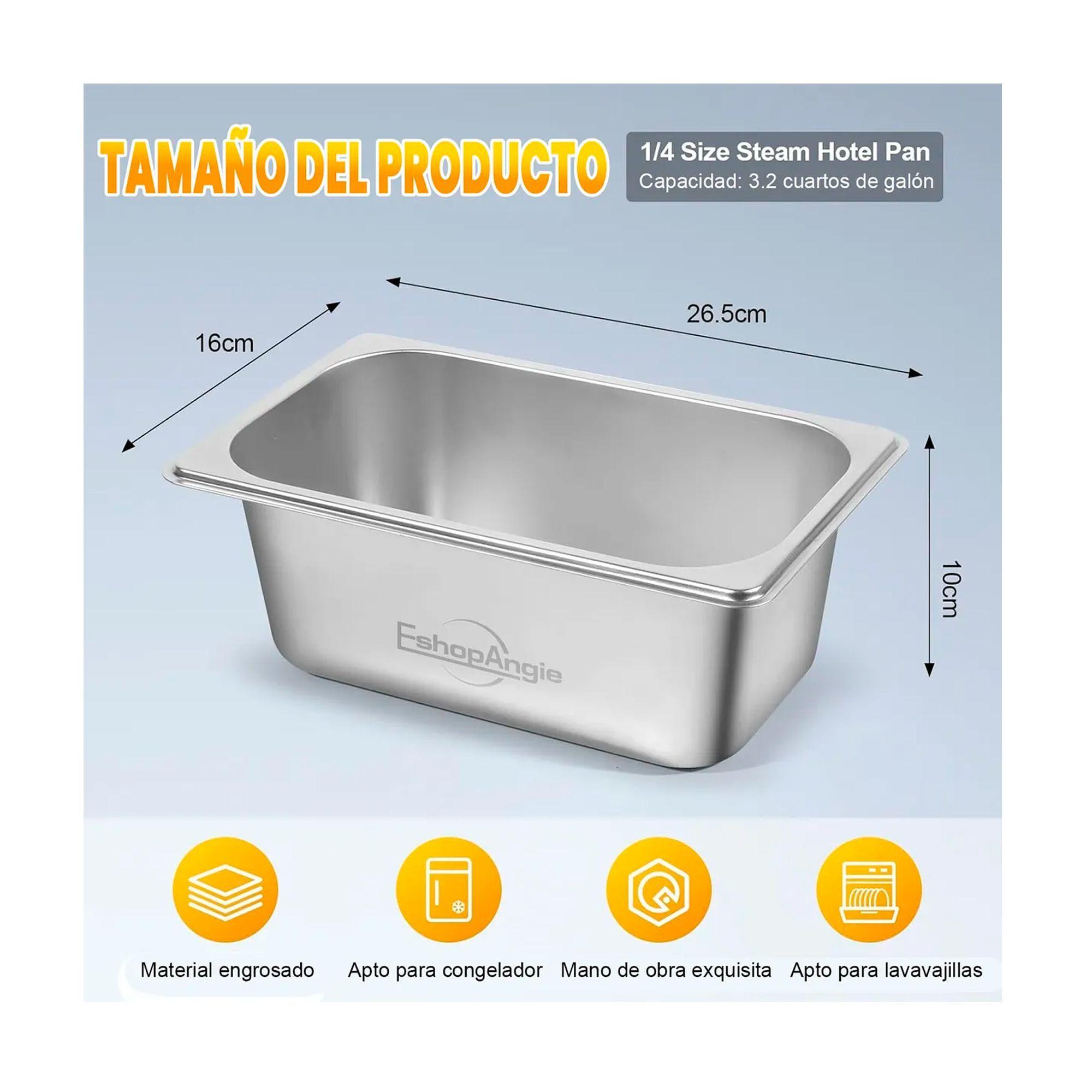 Pack 6 Deposito Gastronomico Acero 16 Cm X 26.5 Cm Con Tapa-1