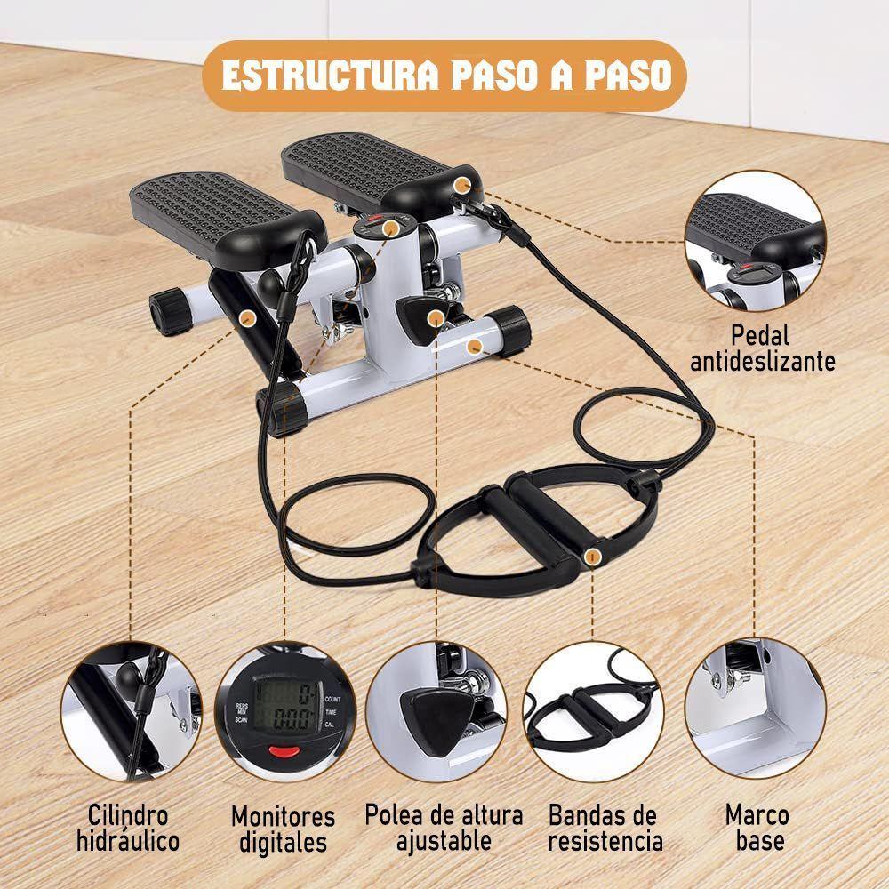 Mini Maquina Escaladora Ejercicios Stepper Bandas Elásticas-6