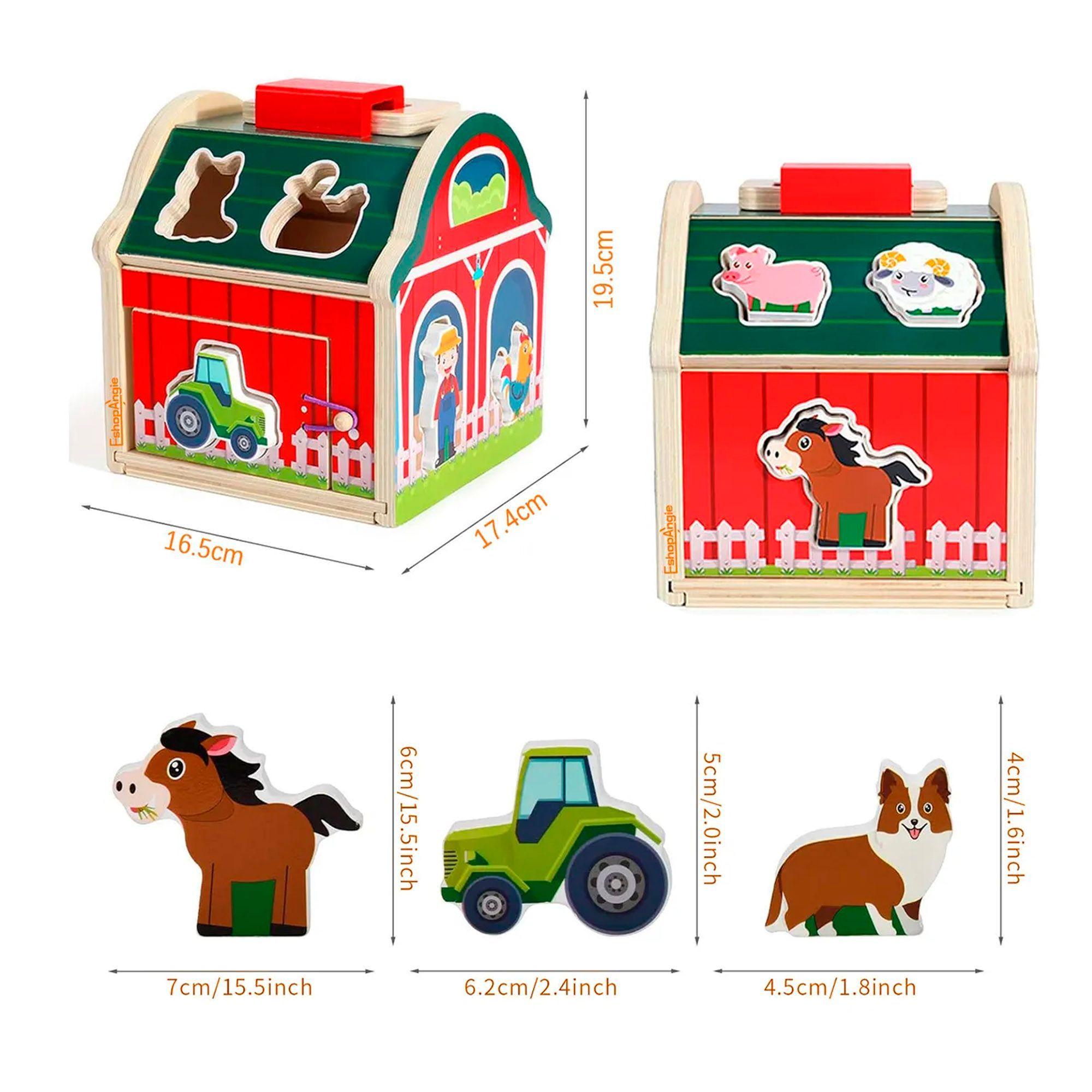 Juguete Didáctico Granja Encaje De Animales De Madera Niños-2