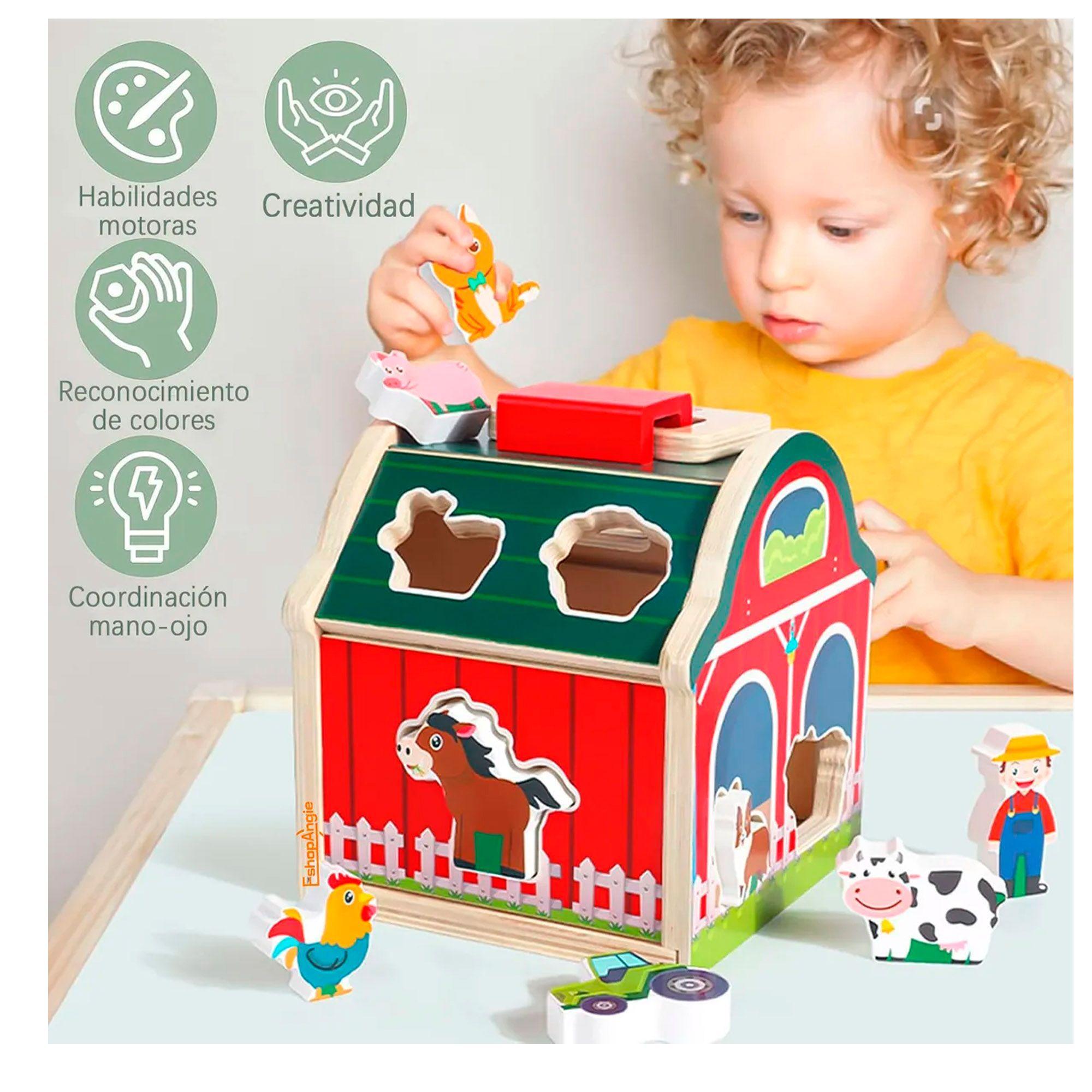 Juguete Didáctico Granja Encaje De Animales De Madera Niños-3