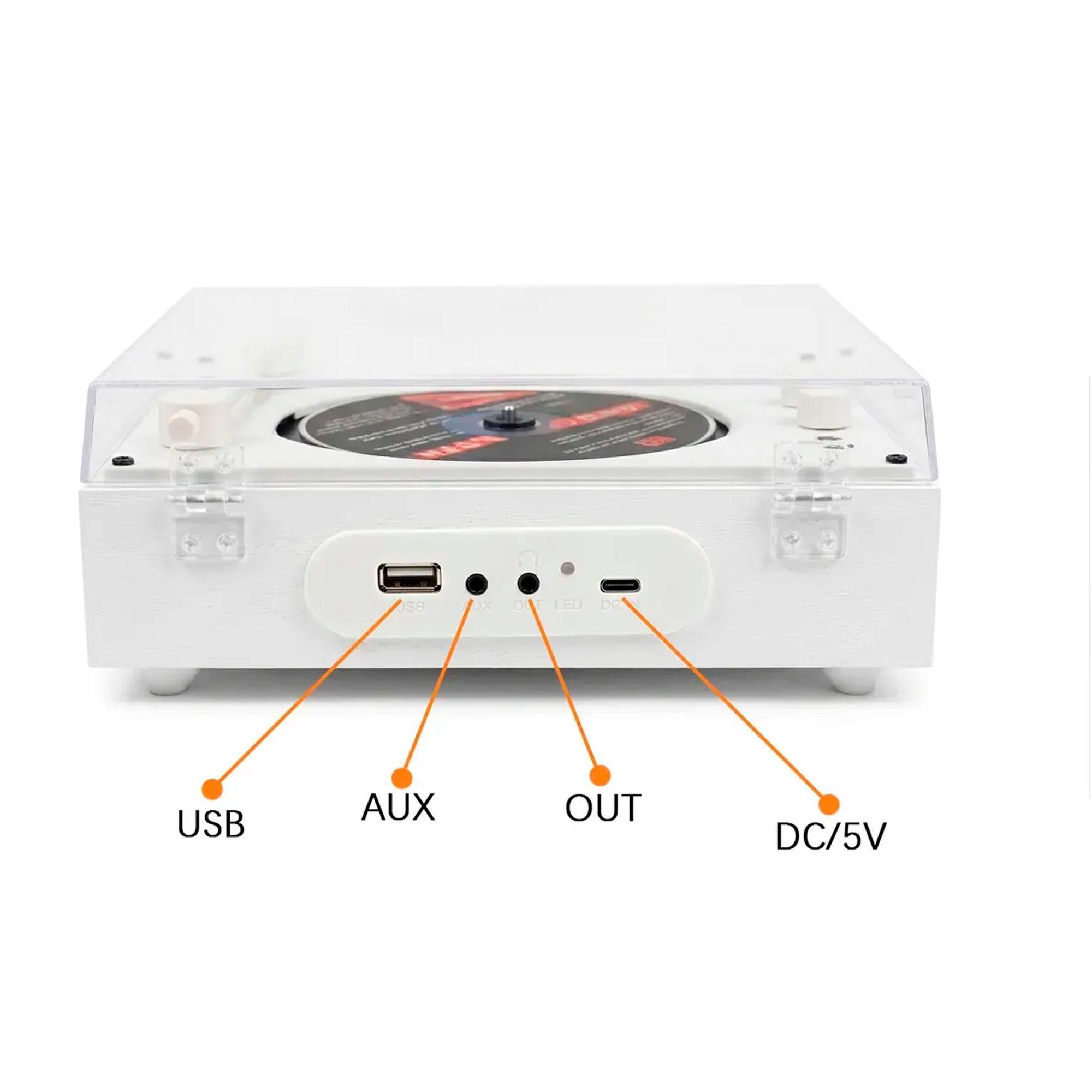 Reproductor De Disco Bluetooth Usb Portatil Retro-1