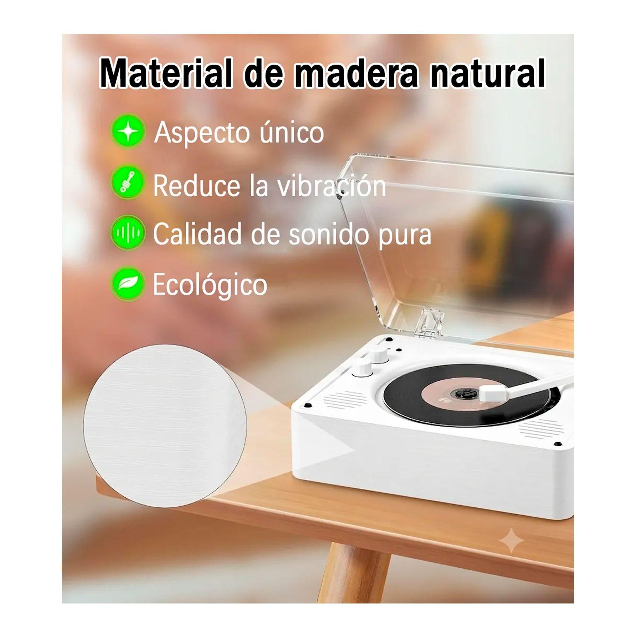 Reproductor De Disco Bluetooth Usb Portatil Retro-4