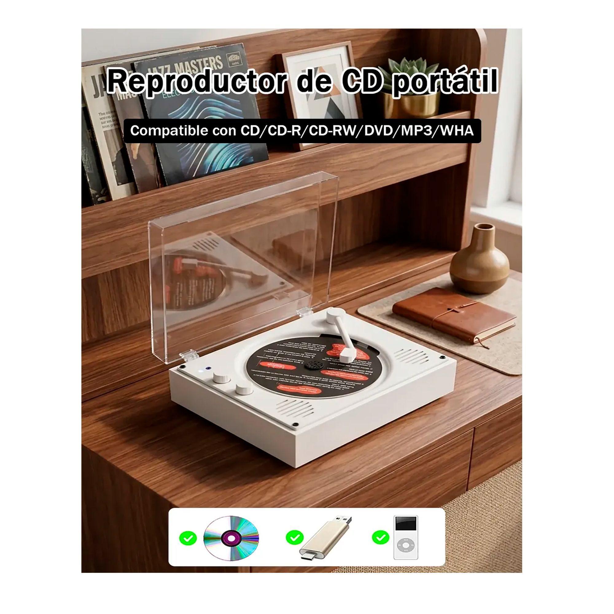 Reproductor De Disco Bluetooth Usb Portatil Retro-6