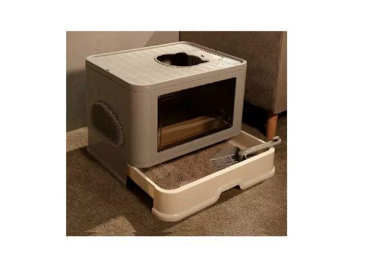 Arenero Cerrado Gatos Cupula Baño Sanitario Xl Base Movil-5