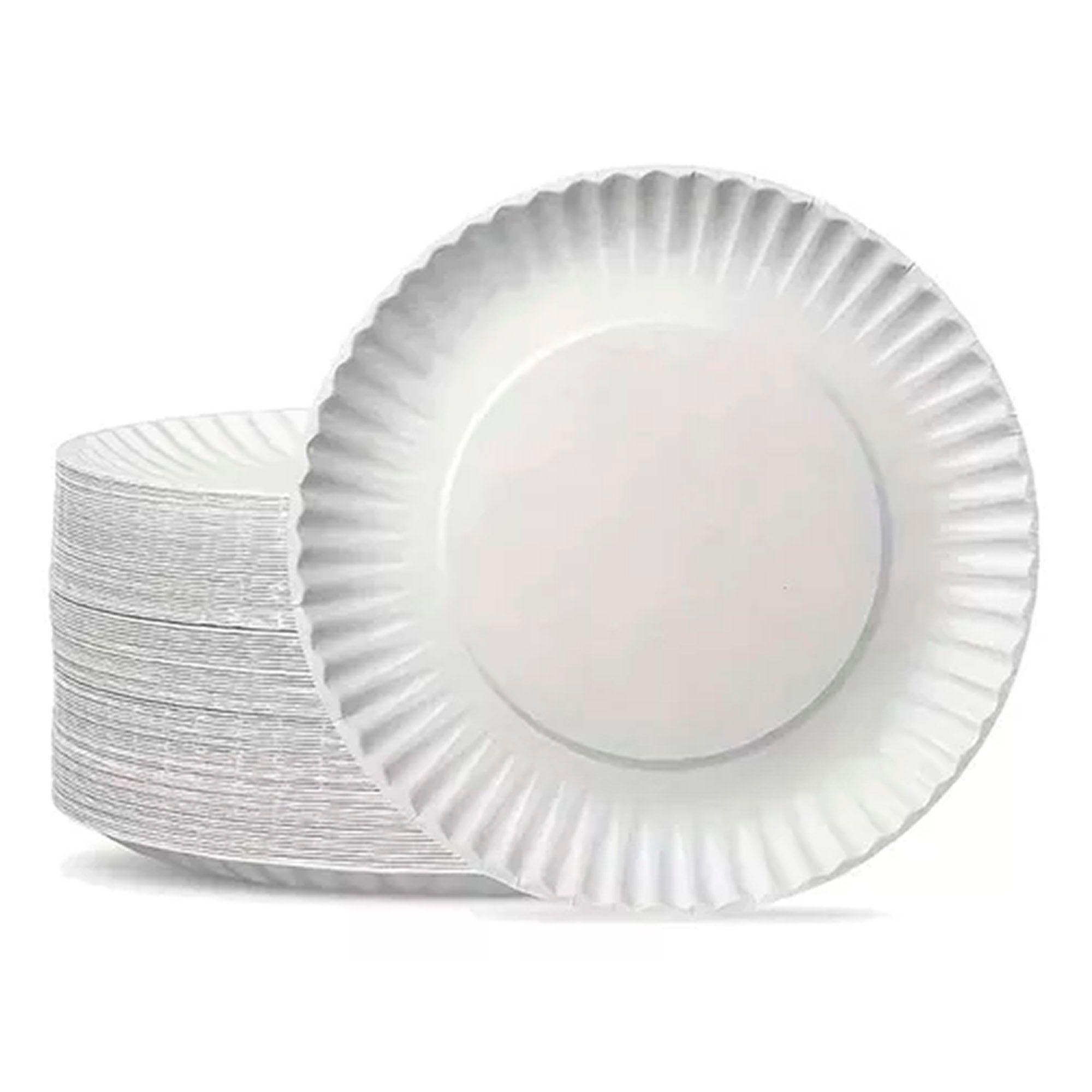 Pack De 100 Platos De Carton Blanco Desechables 18 Cm.-0