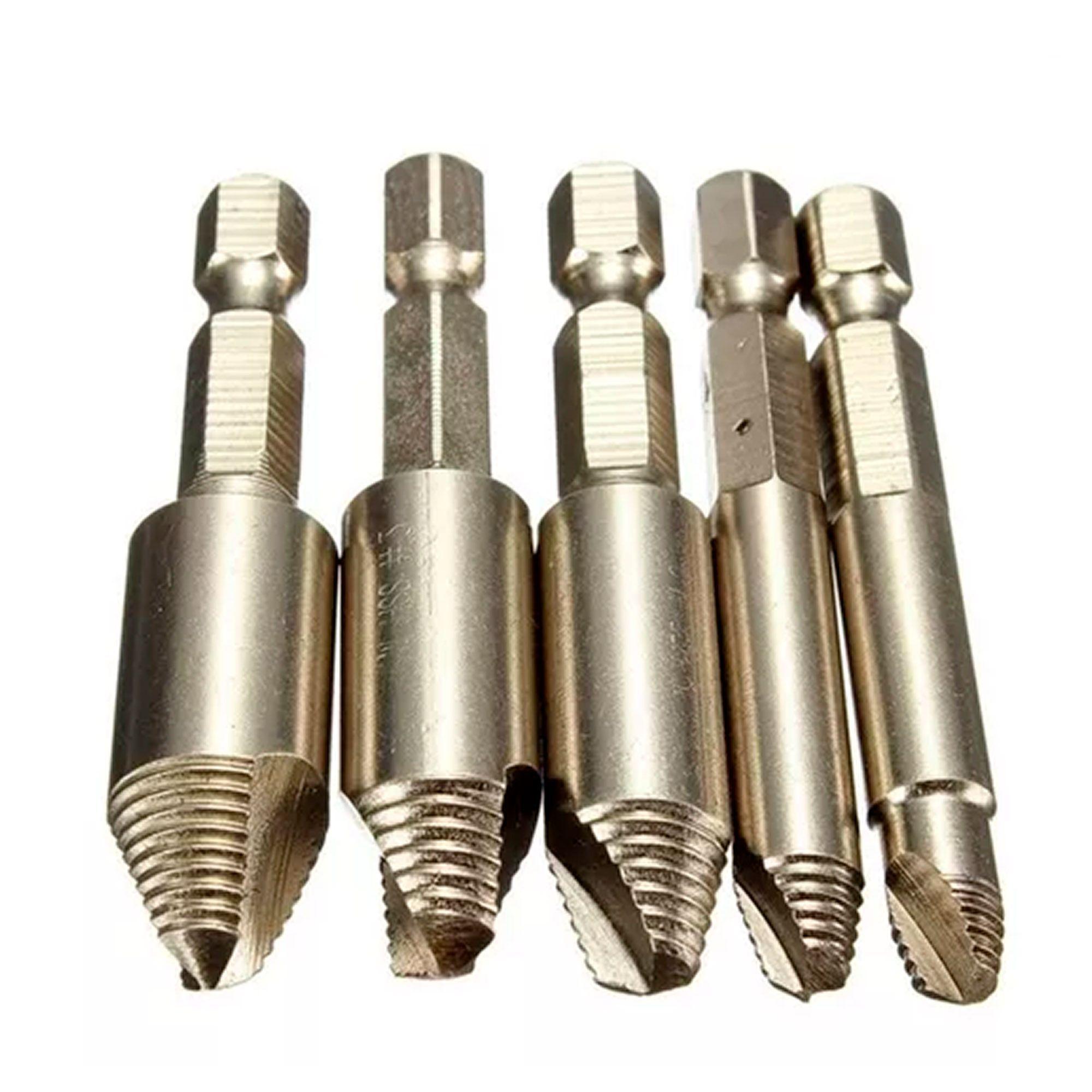 Juego Brocas Extractor Tornillos Pernos Rotos Cabeza Rodada-0