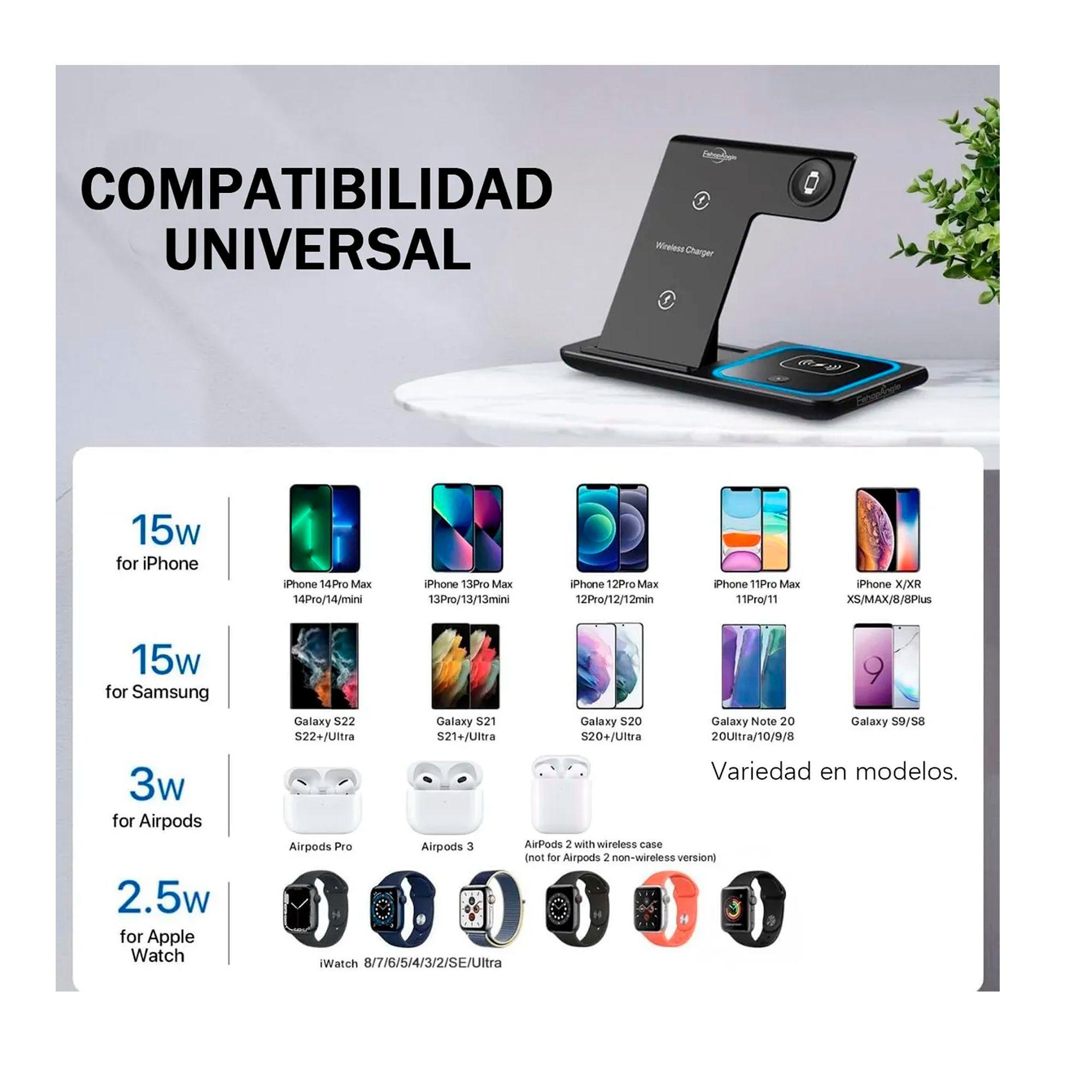 Cargador Inalámbrica 3 En 1 Base Carga Rápida-5