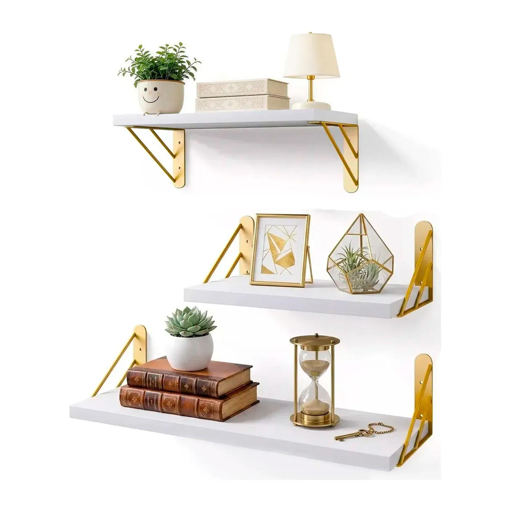 X3 Repisas Flotantes De Pared Decorativas Estantes De Madera-0