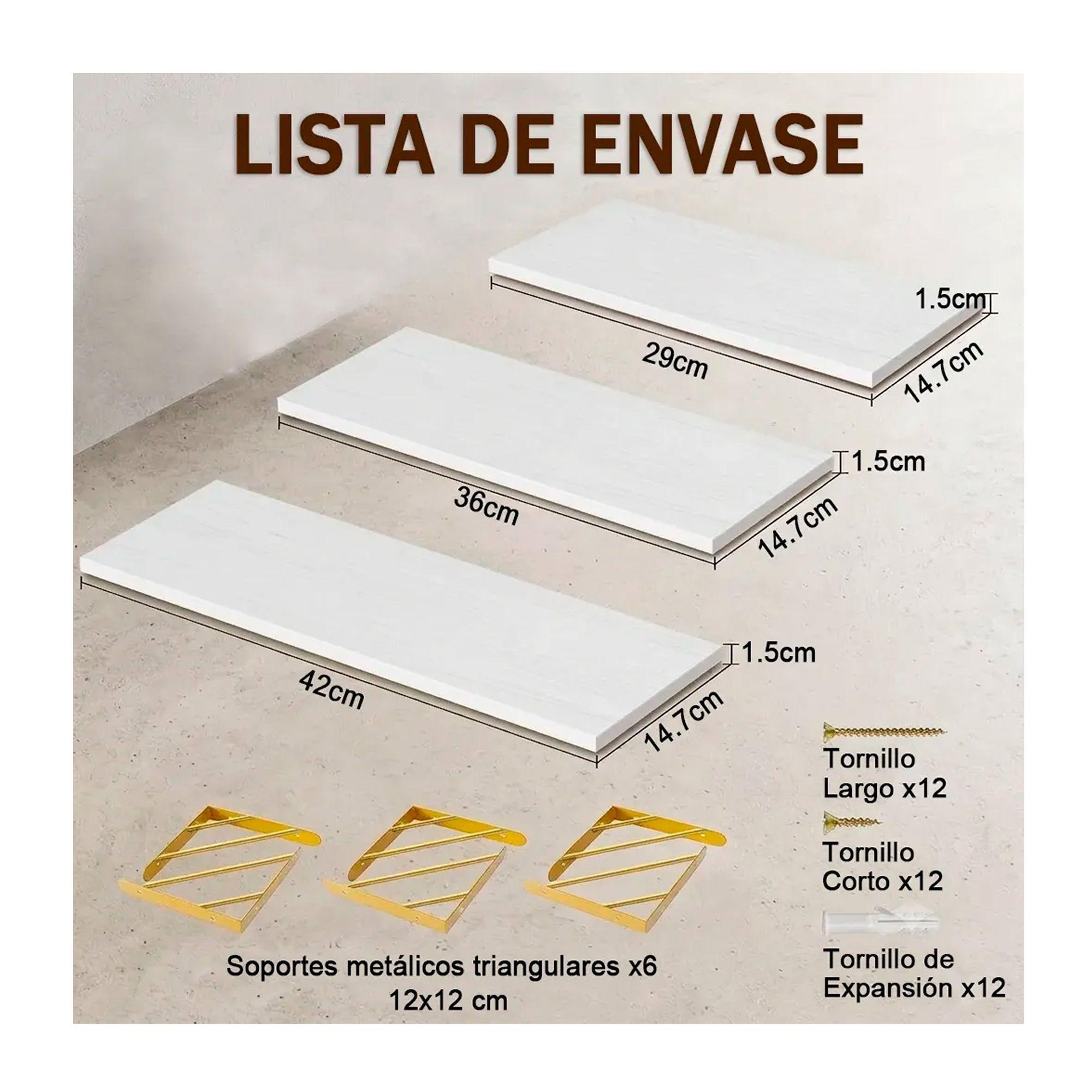 X3 Repisas Flotantes De Pared Decorativas Estantes De Madera-2