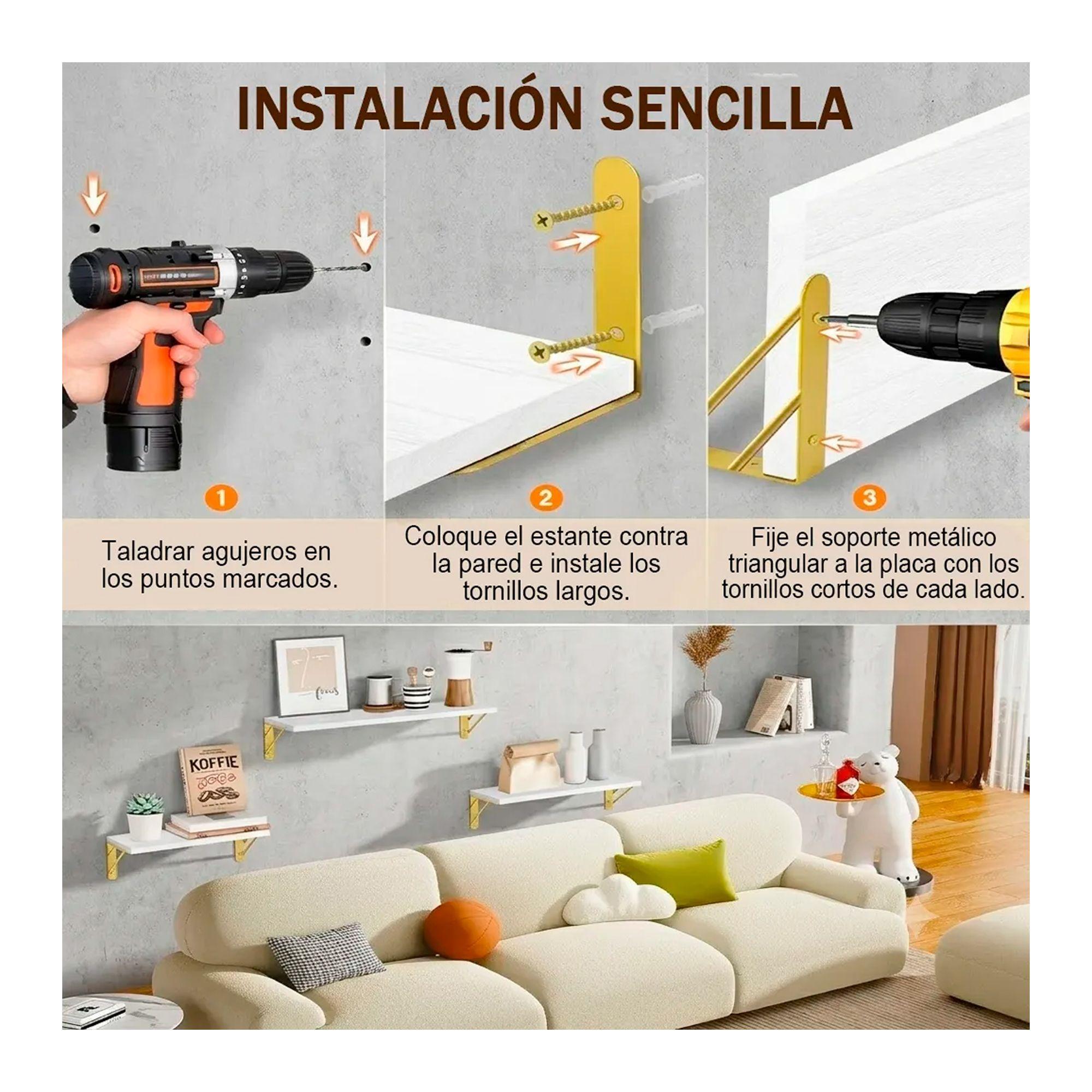 X3 Repisas Flotantes De Pared Decorativas Estantes De Madera-3