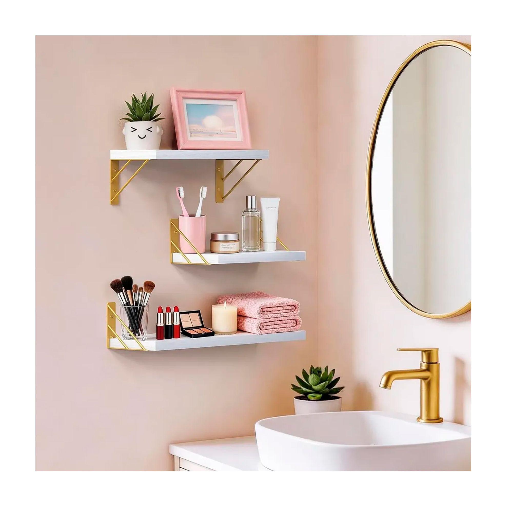X3 Repisas Flotantes De Pared Decorativas Estantes De Madera-5