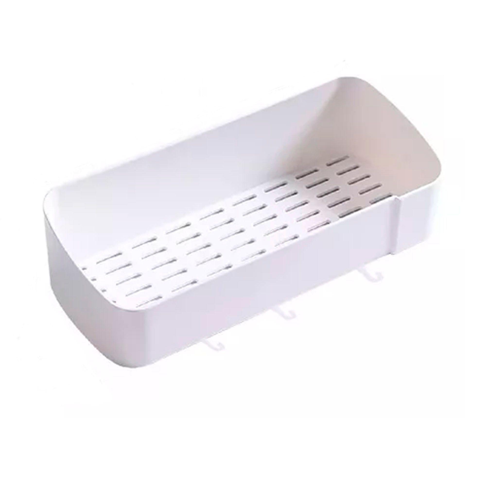 Estante Organizador Ducha Baño Cocina Plástico Adhesivo Con Perchas-0