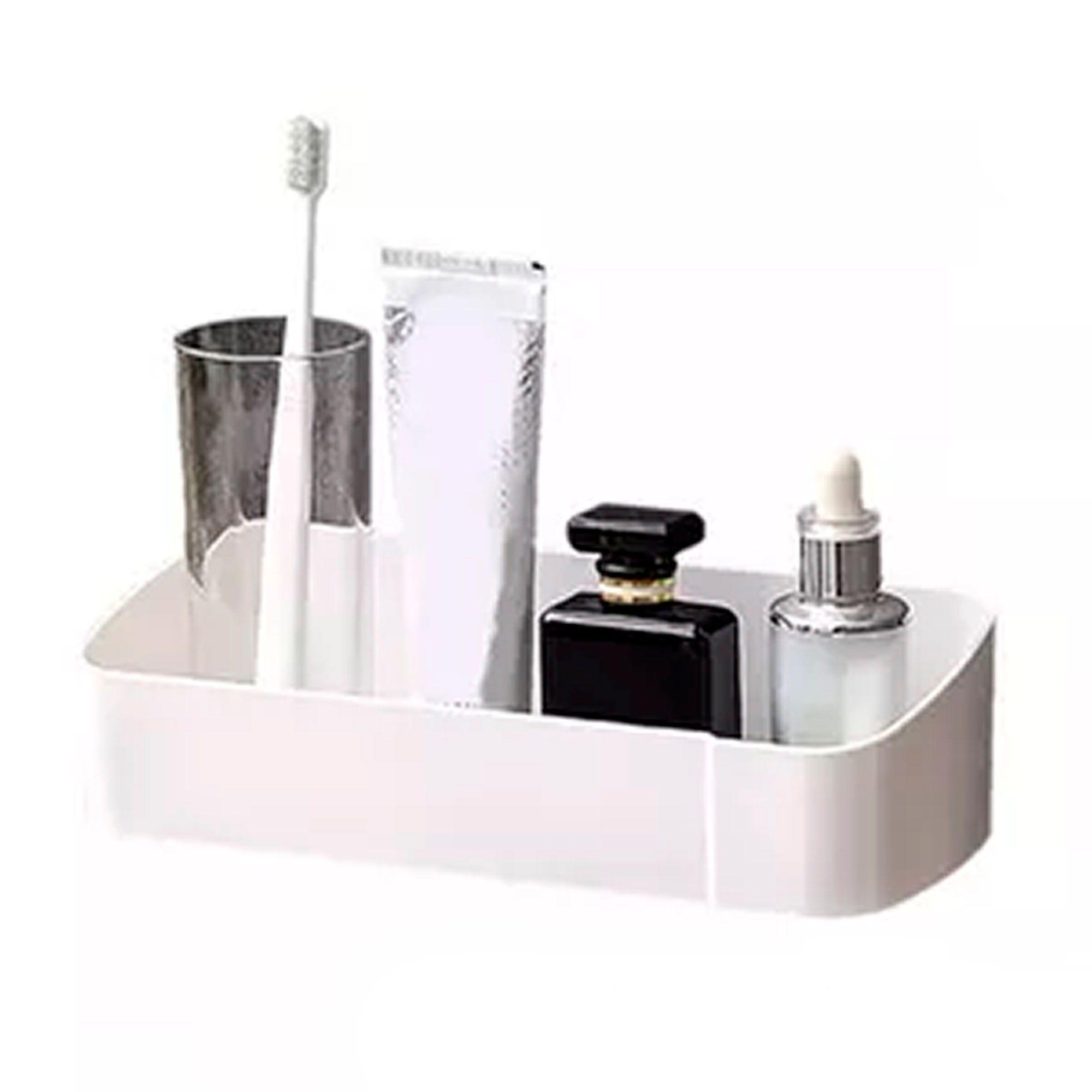 Estante Organizador Ducha Baño Cocina Plástico Adhesivo Con Perchas-1