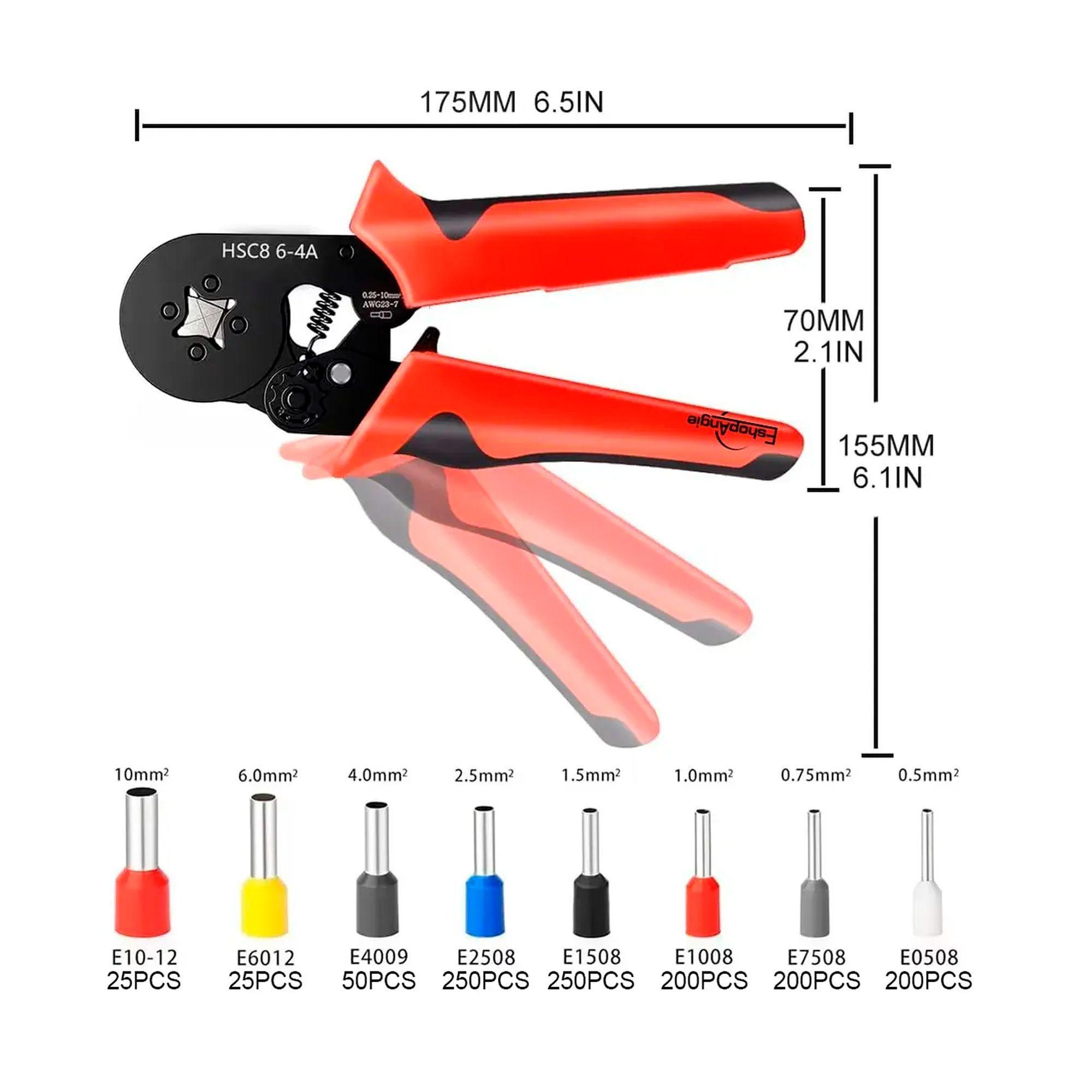 Kit 3en1 Alicate Crimpeadora Pelacables Y 1200 Terminales-2