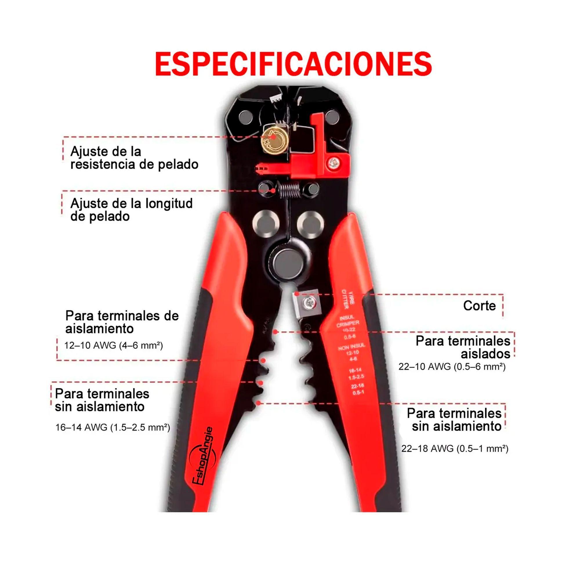 Kit 3en1 Alicate Crimpeadora Pelacables Y 1200 Terminales-3