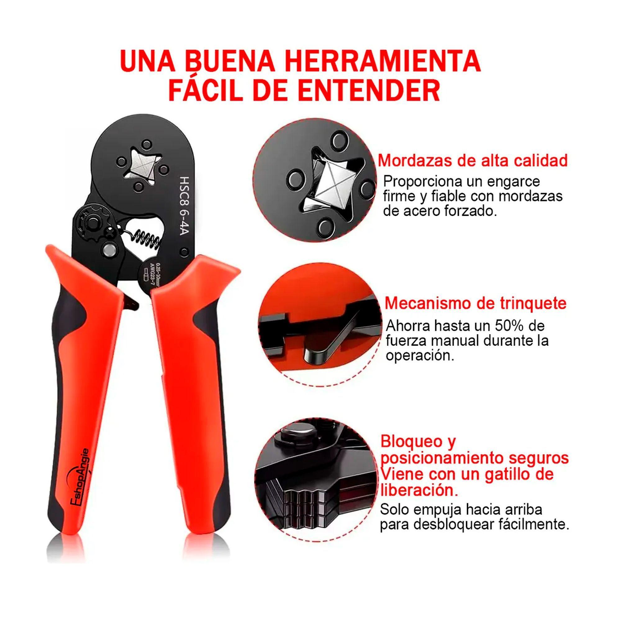 Kit 3en1 Alicate Crimpeadora Pelacables Y 1200 Terminales-5