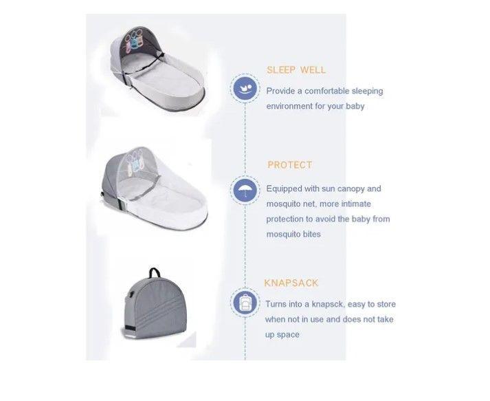 Cama Moisés Para Bebé Portátil Plegable Con Mosquitera-4