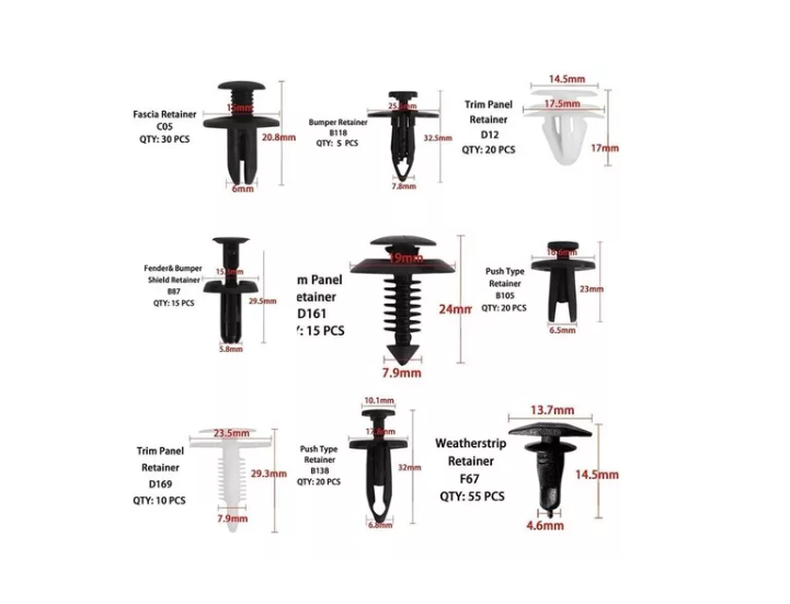 Set 460 Clips Broches Puerta Parachoque Auto Tapabarro Reten-2
