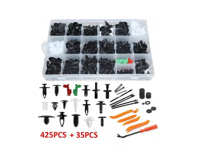 Set 460 Clips Broches Puerta Parachoque Auto Tapabarro Reten-5