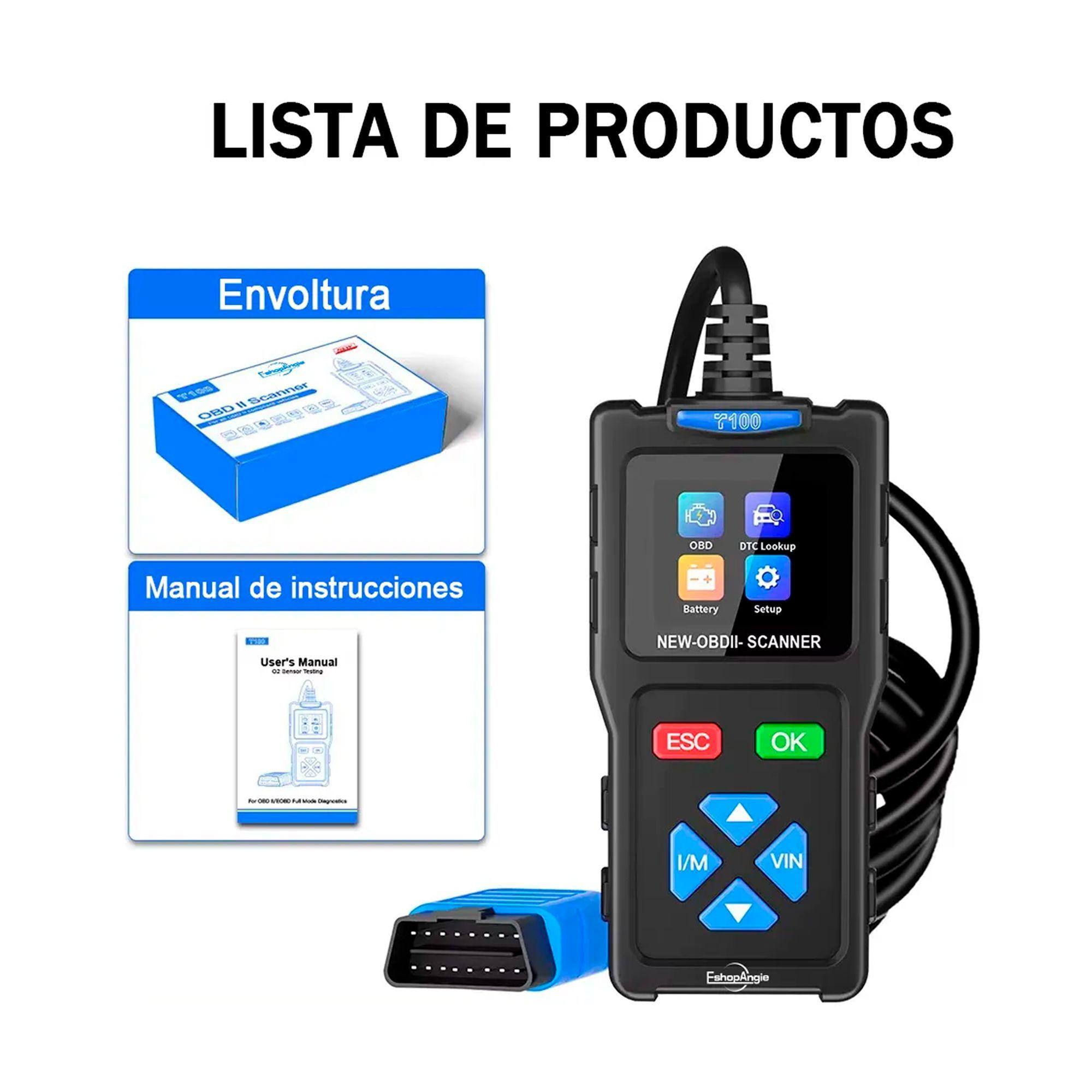 Escaner Automotriz Obd2 T100 Lector De Codigos Multimarca-2
