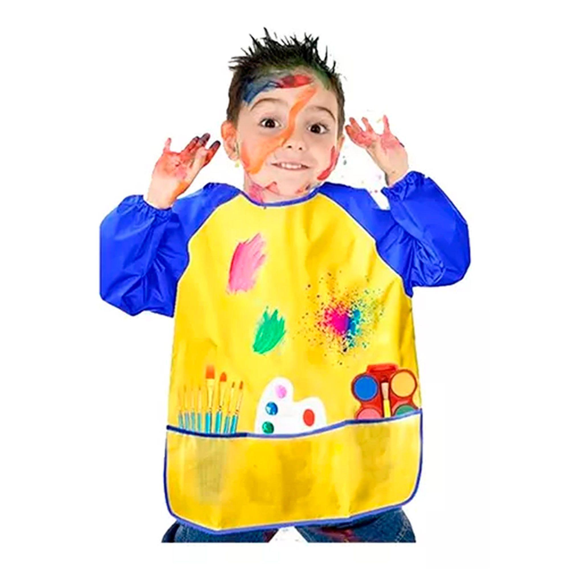 Babero Delantal Pechera Niño Niña Manga Larga Impermeable-0