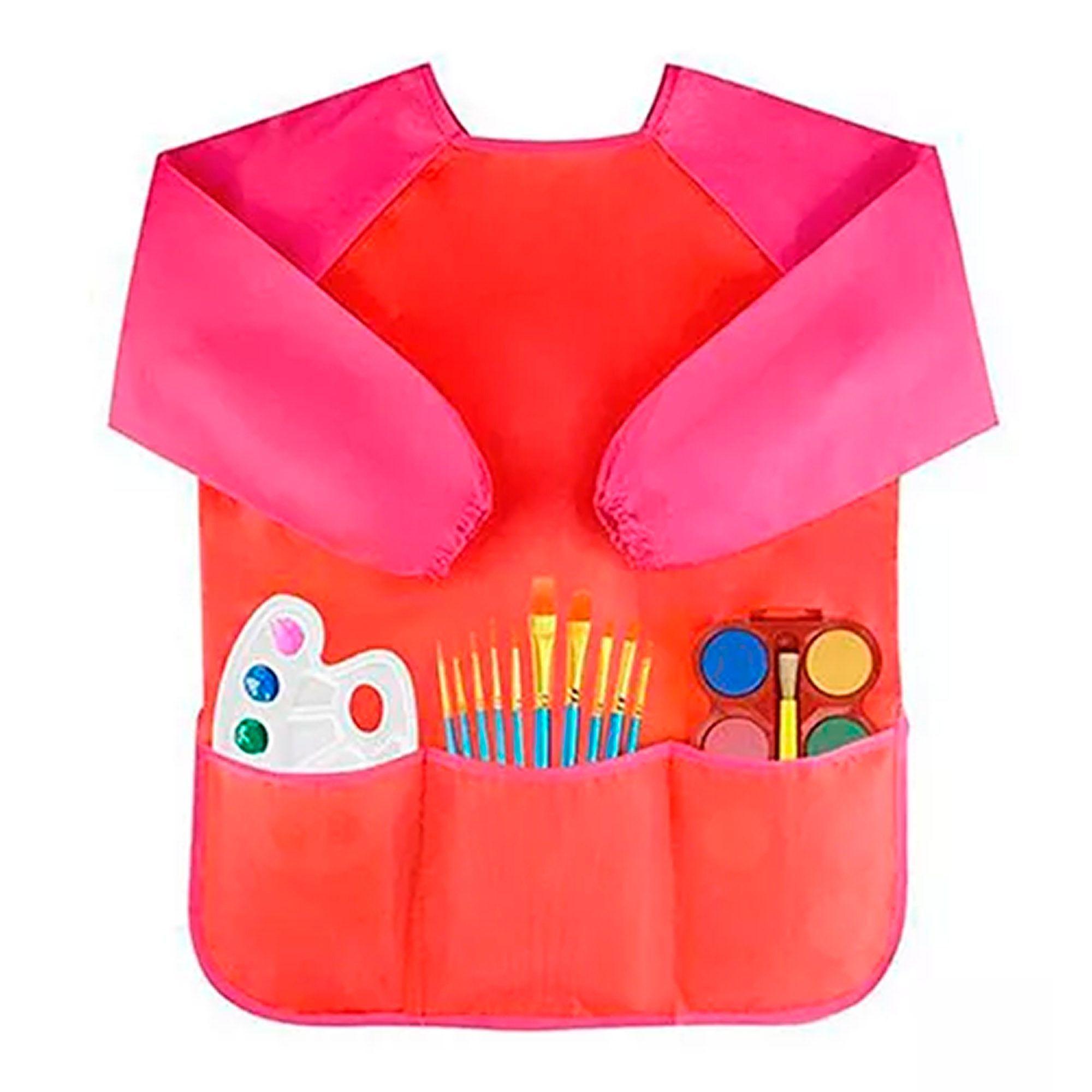 Babero Delantal Pechera Niño Niña Manga Larga Impermeable-0
