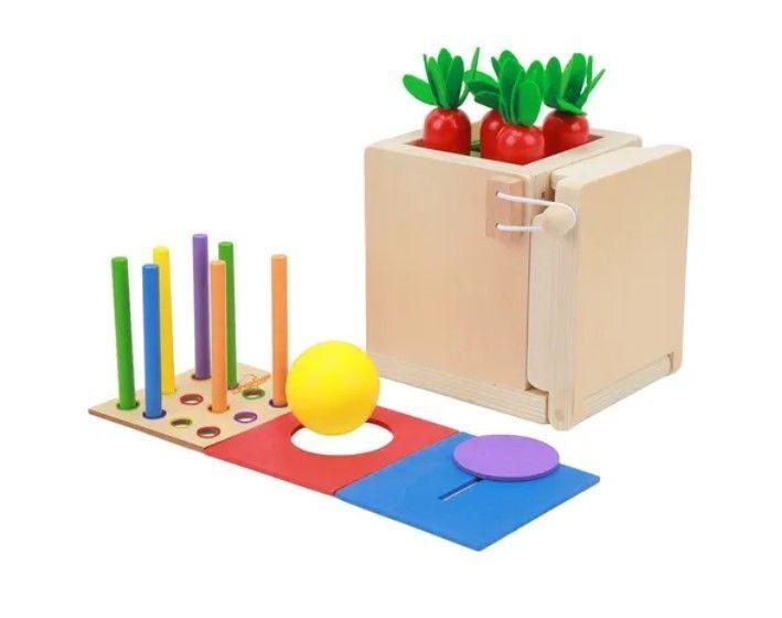 Juguete De Madera Cubo Encaje Didáctico 4en1 Montesori Niños-2