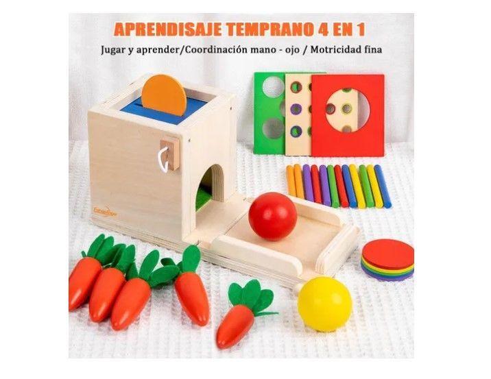 Juguete De Madera Cubo Encaje Didáctico 4en1 Montesori Niños-3