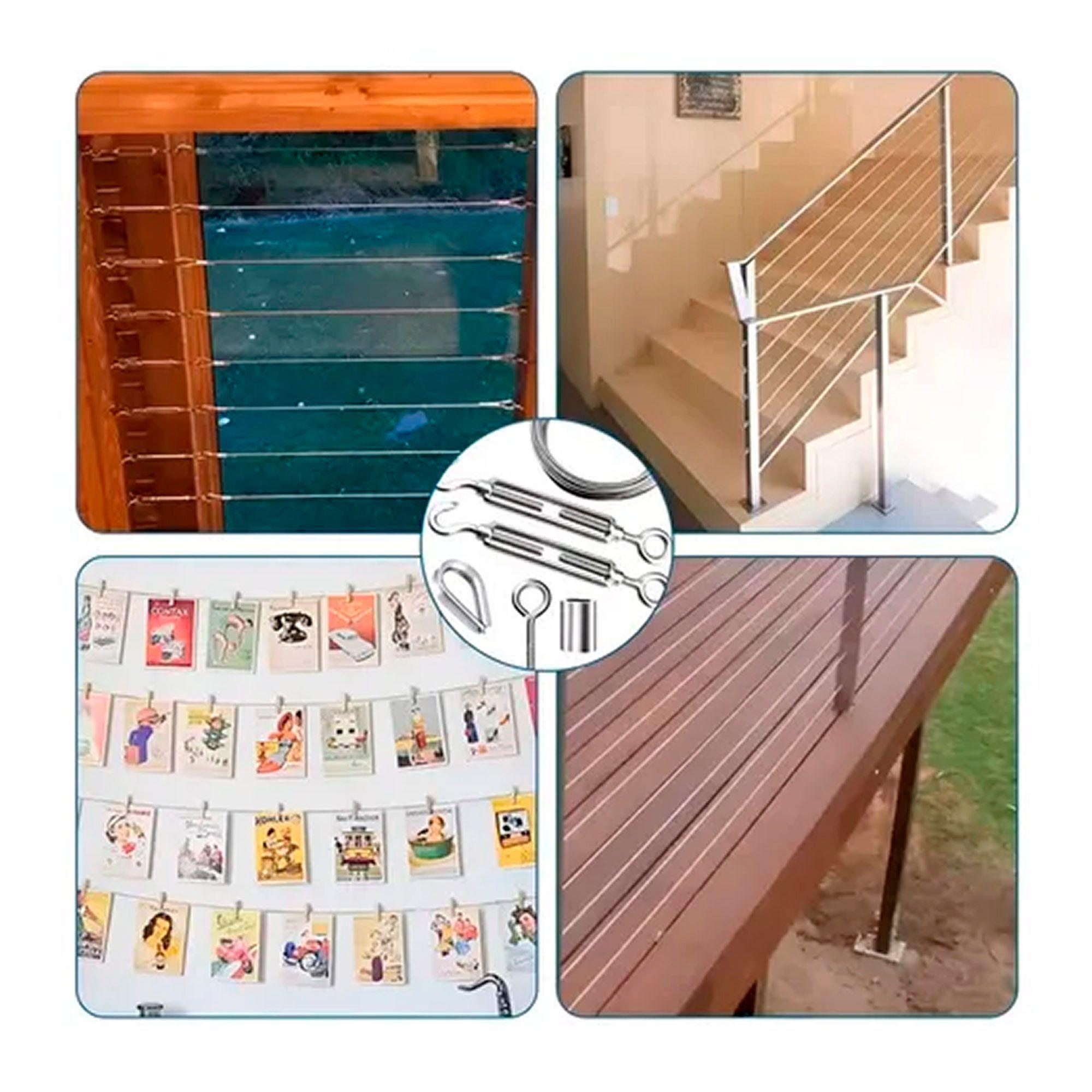 Kit De Cable Tensor De Acero De 30m Gancho Galvanizado-5