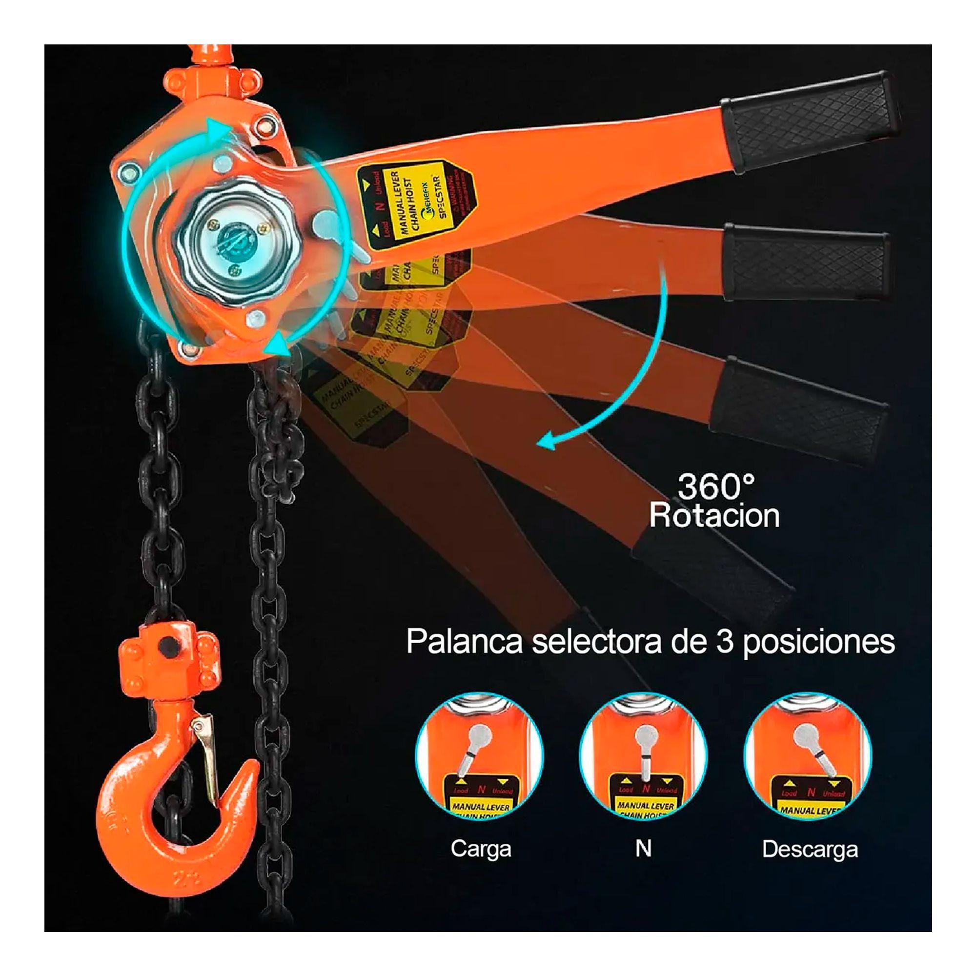 Tecle Polipasto Manual Con Cadena 2 Toneladas X3 Metros-2
