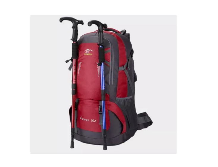Mochila De 60 Litros Camping Outdoor Trekking Oxford Rojo-4