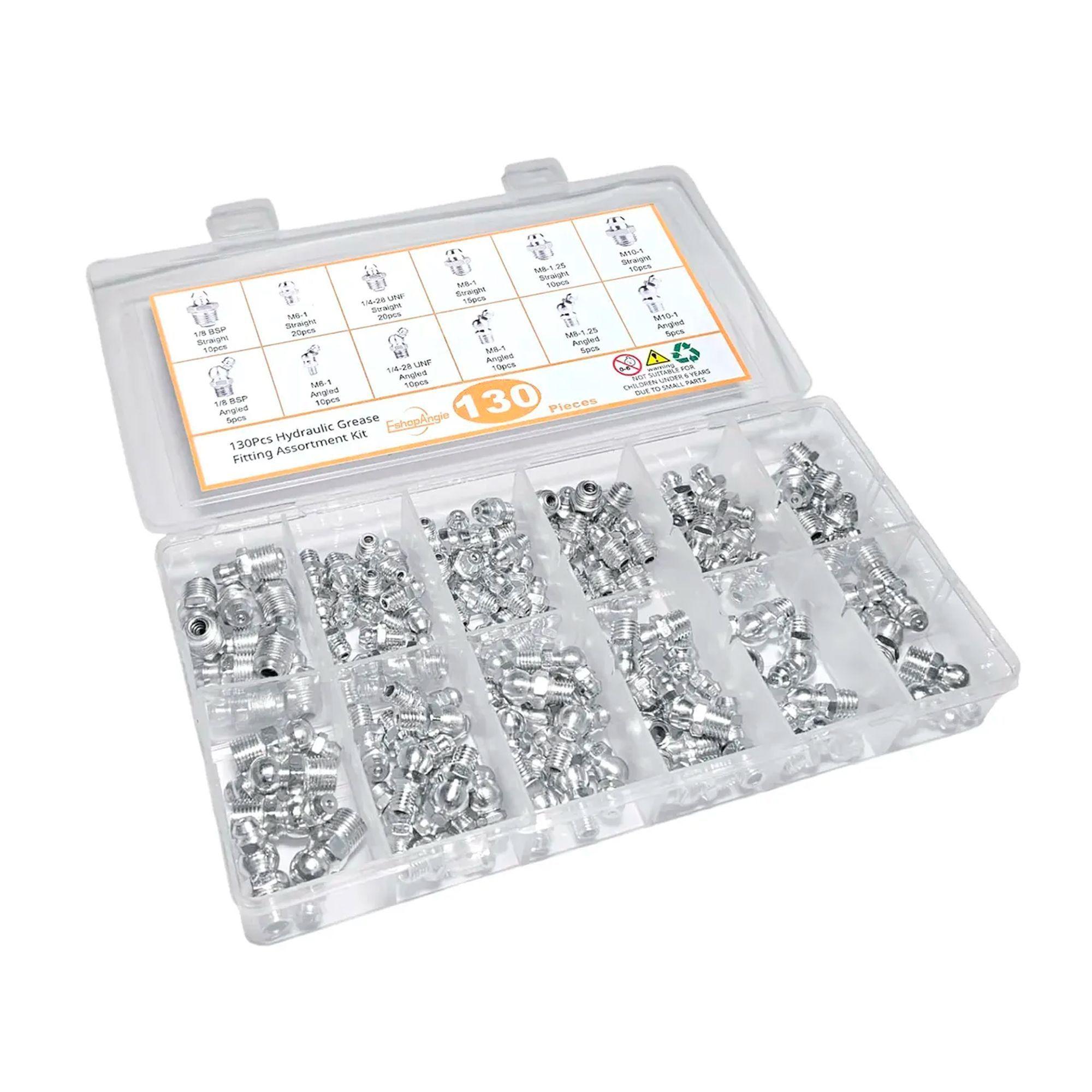 130pcs Surtido De Boquillas Graseras Hidráulicas Engrase-3