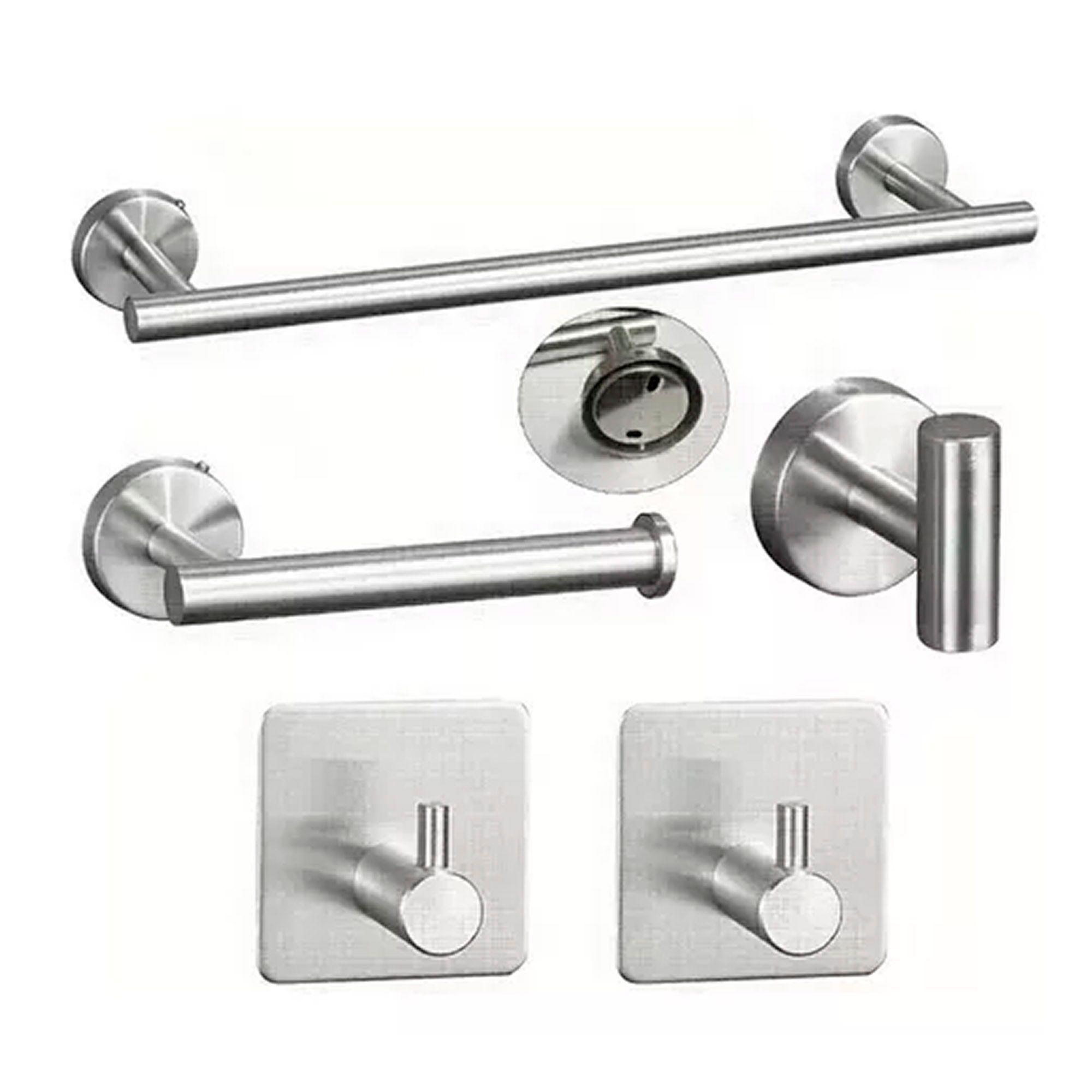 Set De 5 Accesorios De Baño Acero Inoxidable -0