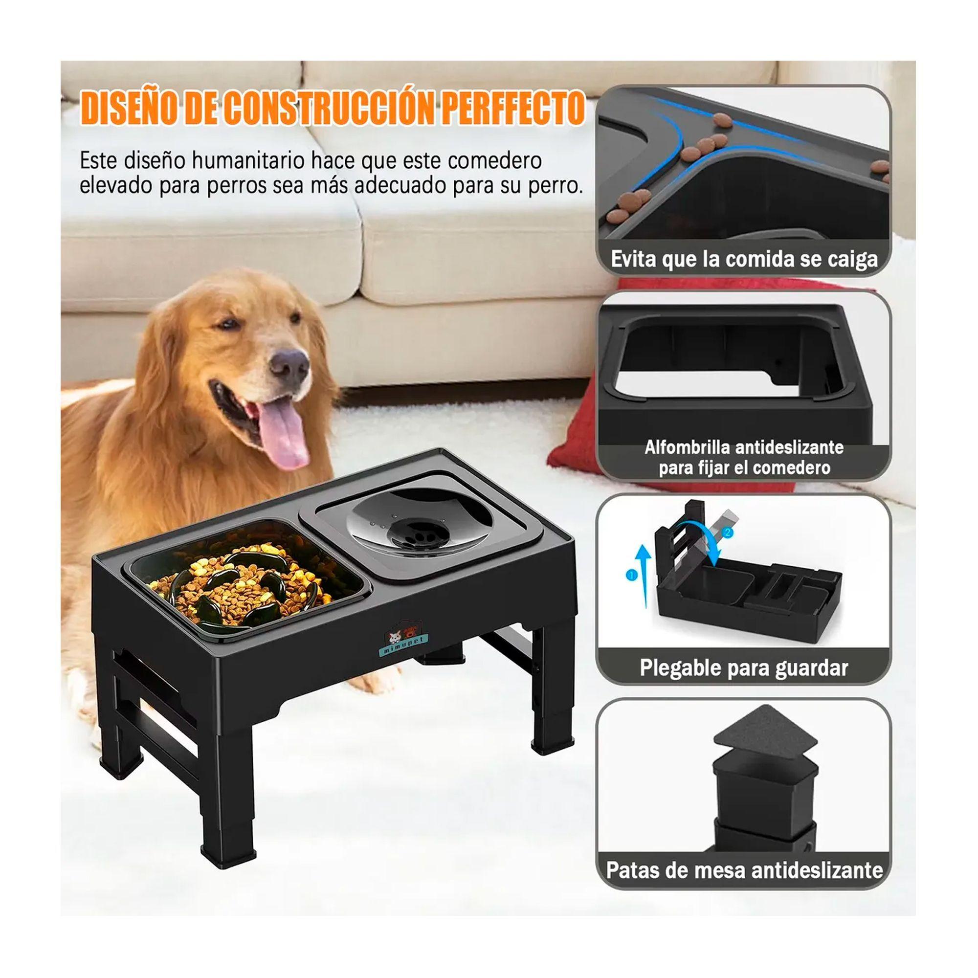 Comedero Bebedero Elevado Regulable 2en1 Perros Gatos Platos-5