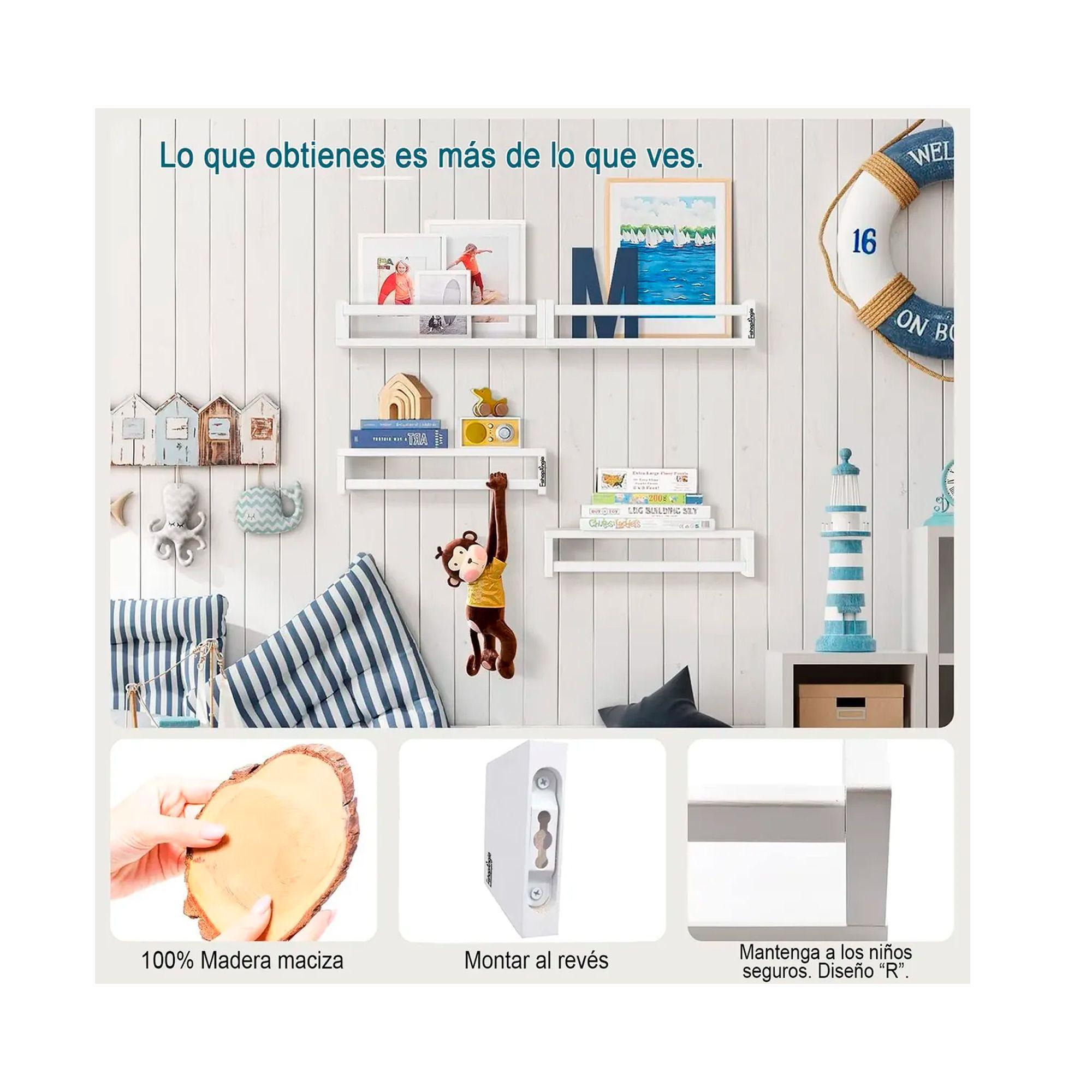 Set 4 Repisas De Madera Con Baranda De Seguridad Flotantes-2