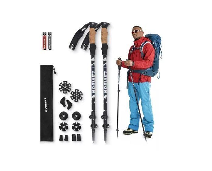 Pack 2 Bastones Trekking Senderismo Plegable Aluminio 7075-1