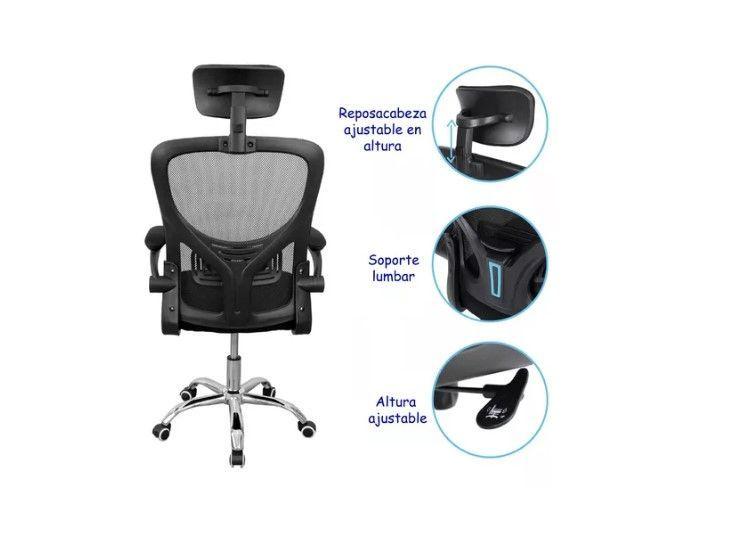 Silla De Oficina Ergonómica, Tapicería Cómoda Con Ruedas-2