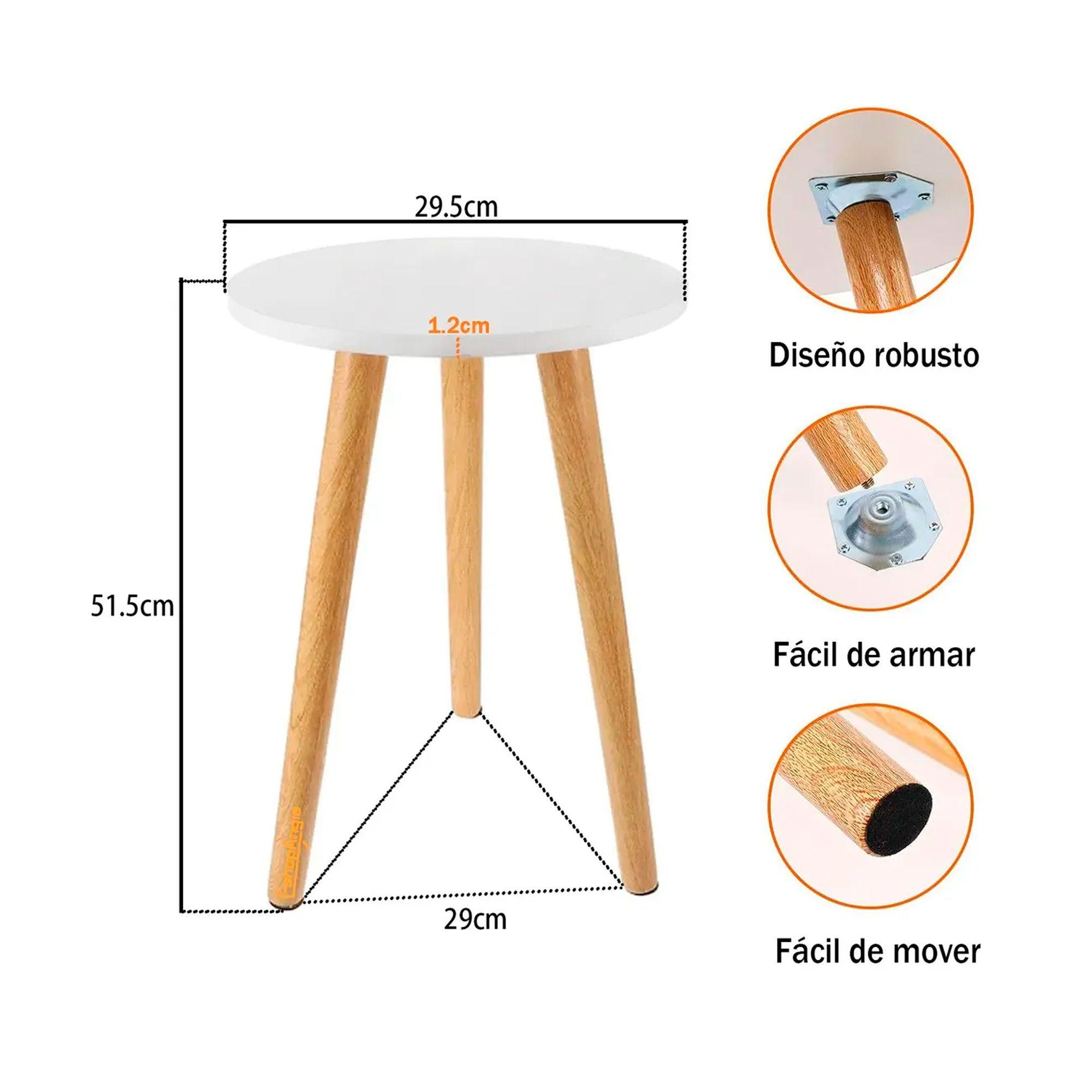 Mesa Auxiliar Redonda Mesa Lateral Centro De Madera Living-4
