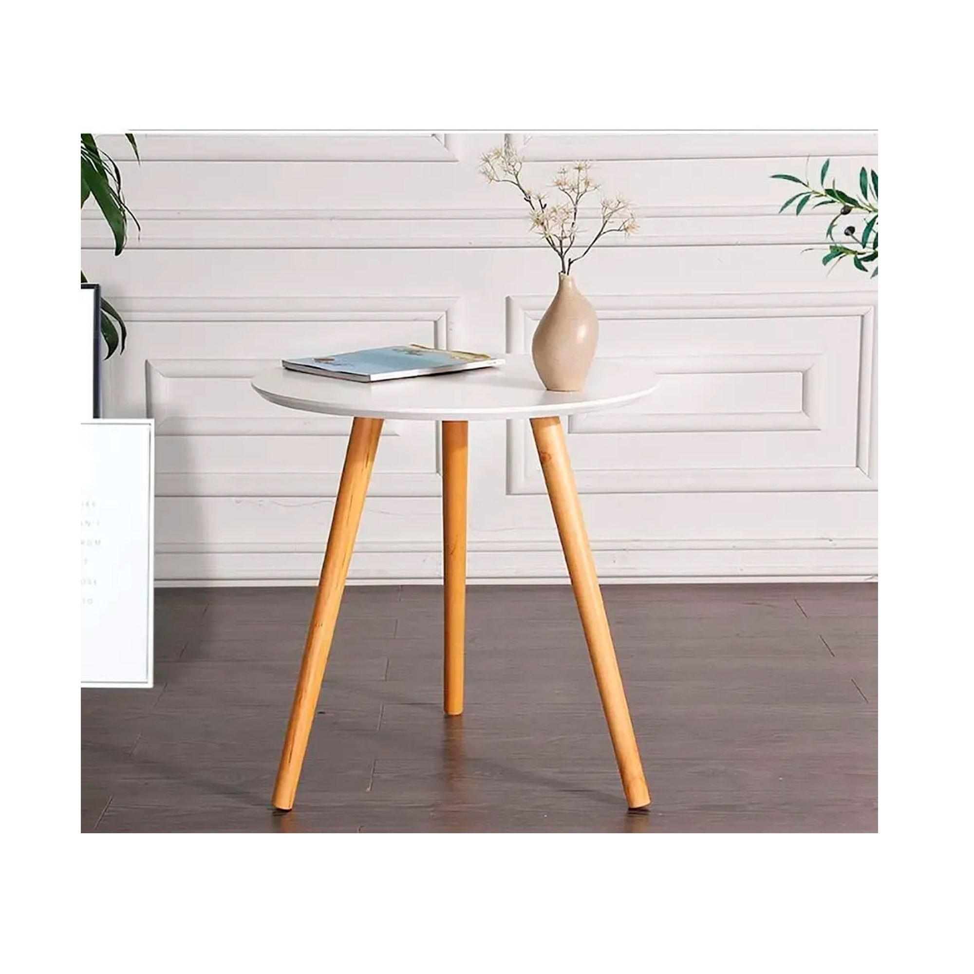 Mesa Auxiliar Redonda Mesa Lateral Centro De Madera Living-6