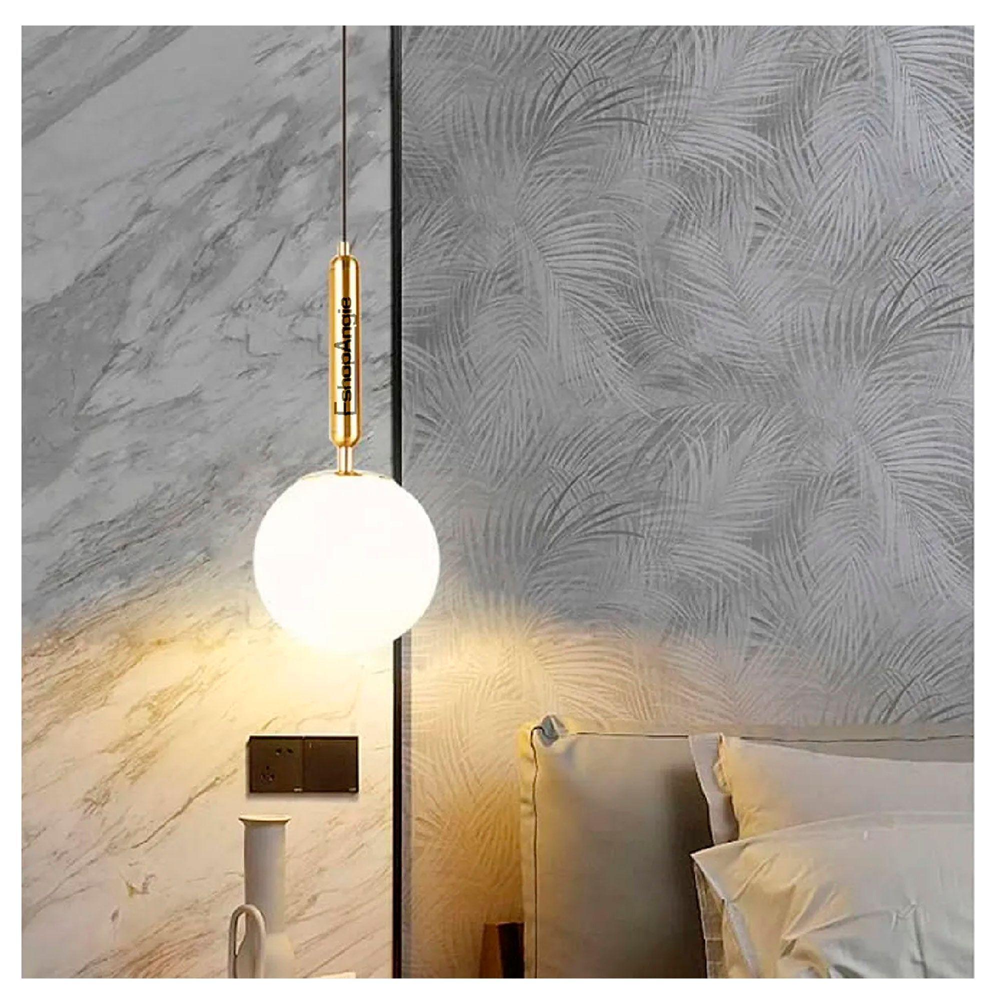 Lampara Colgante Dorada Esfera Foco Modelo Nórdica-3