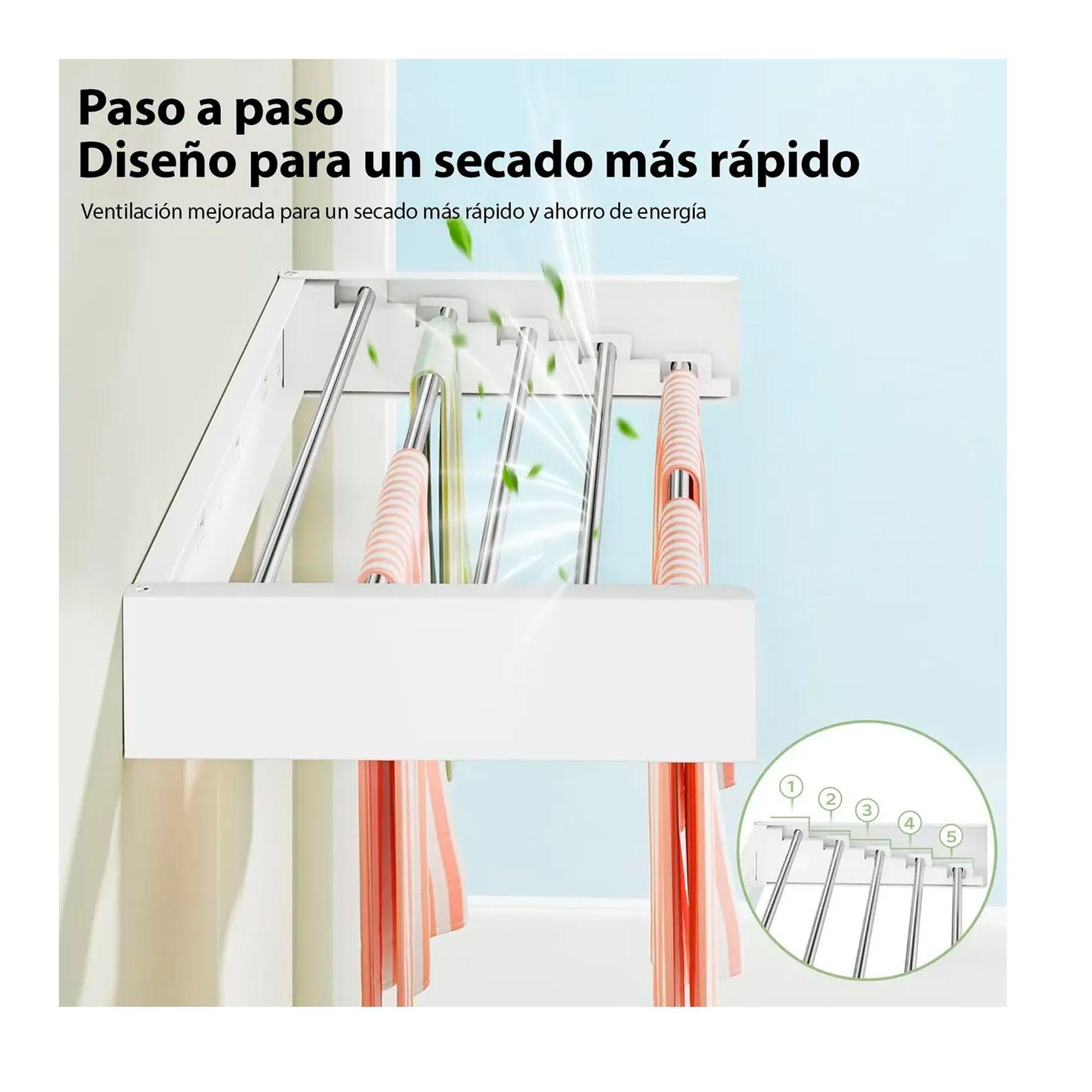 Tendedero Ropa Plegable De Pared Oculto 80 X 40 Cms-2