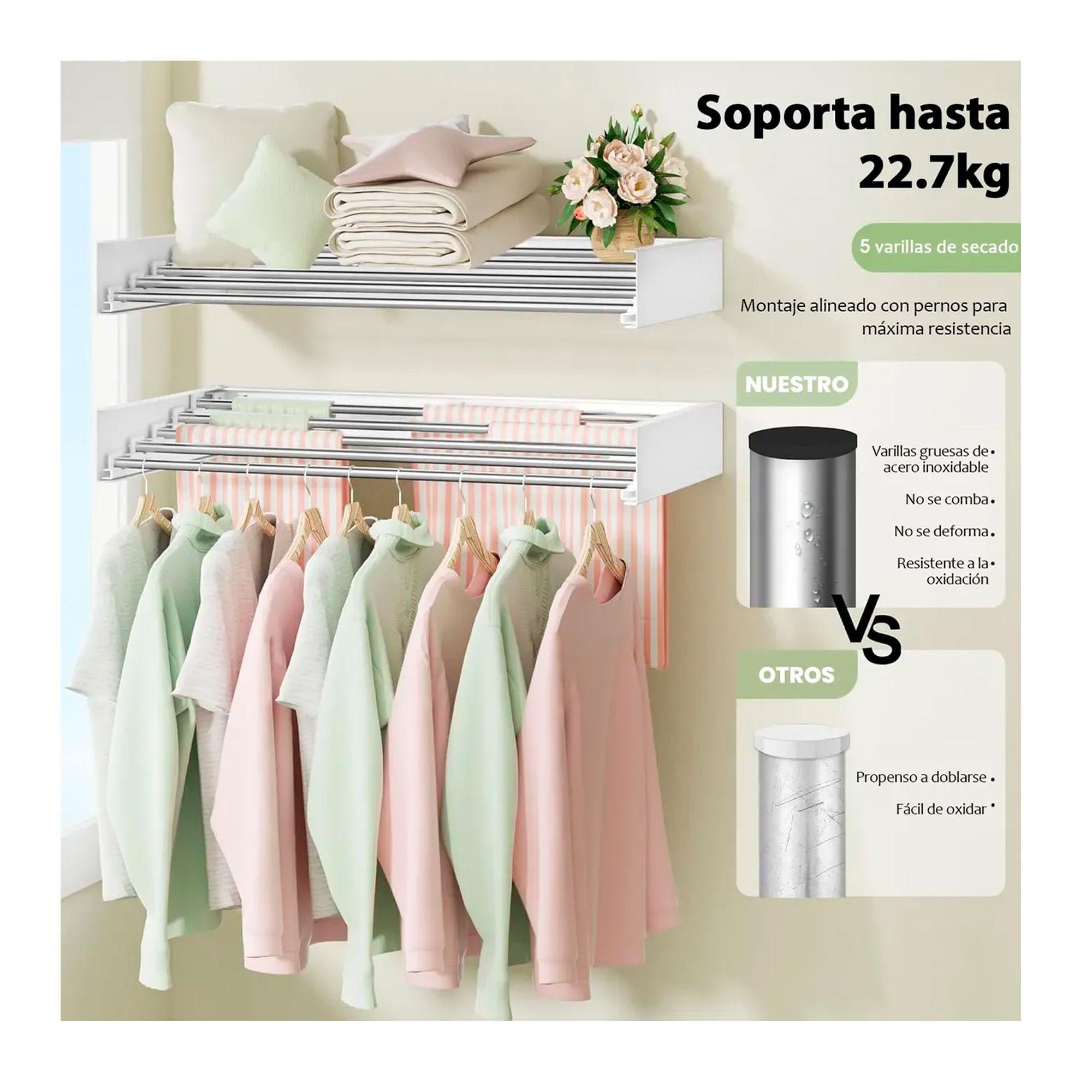 Tendedero Ropa Plegable De Pared Oculto 80 X 40 Cms-3